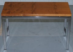 Stunning Teak and Chrome Contemporary Small Coffee Table Midcentury Styling