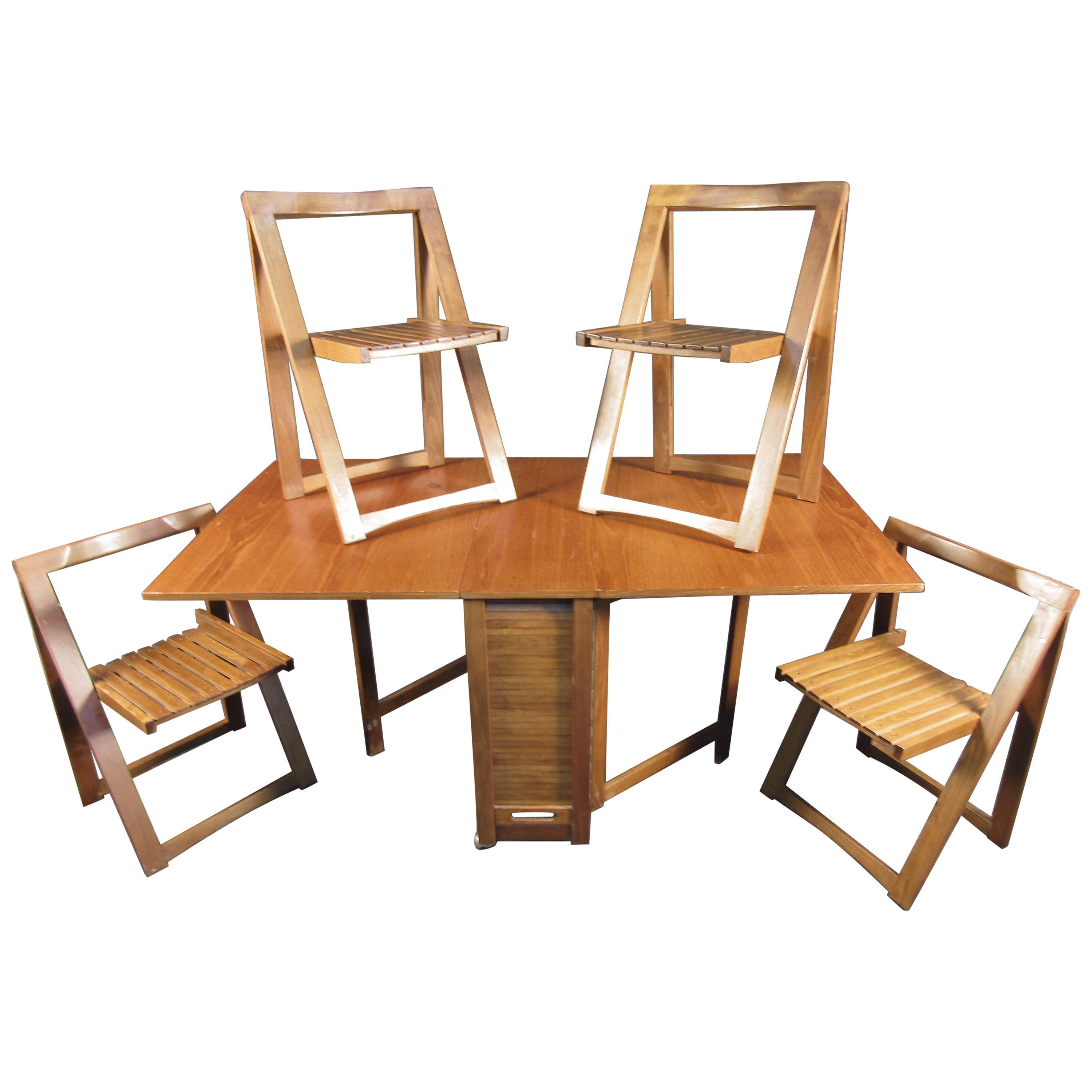 Stunning Teak Midcentury Drop-Leaf Table with Chairs