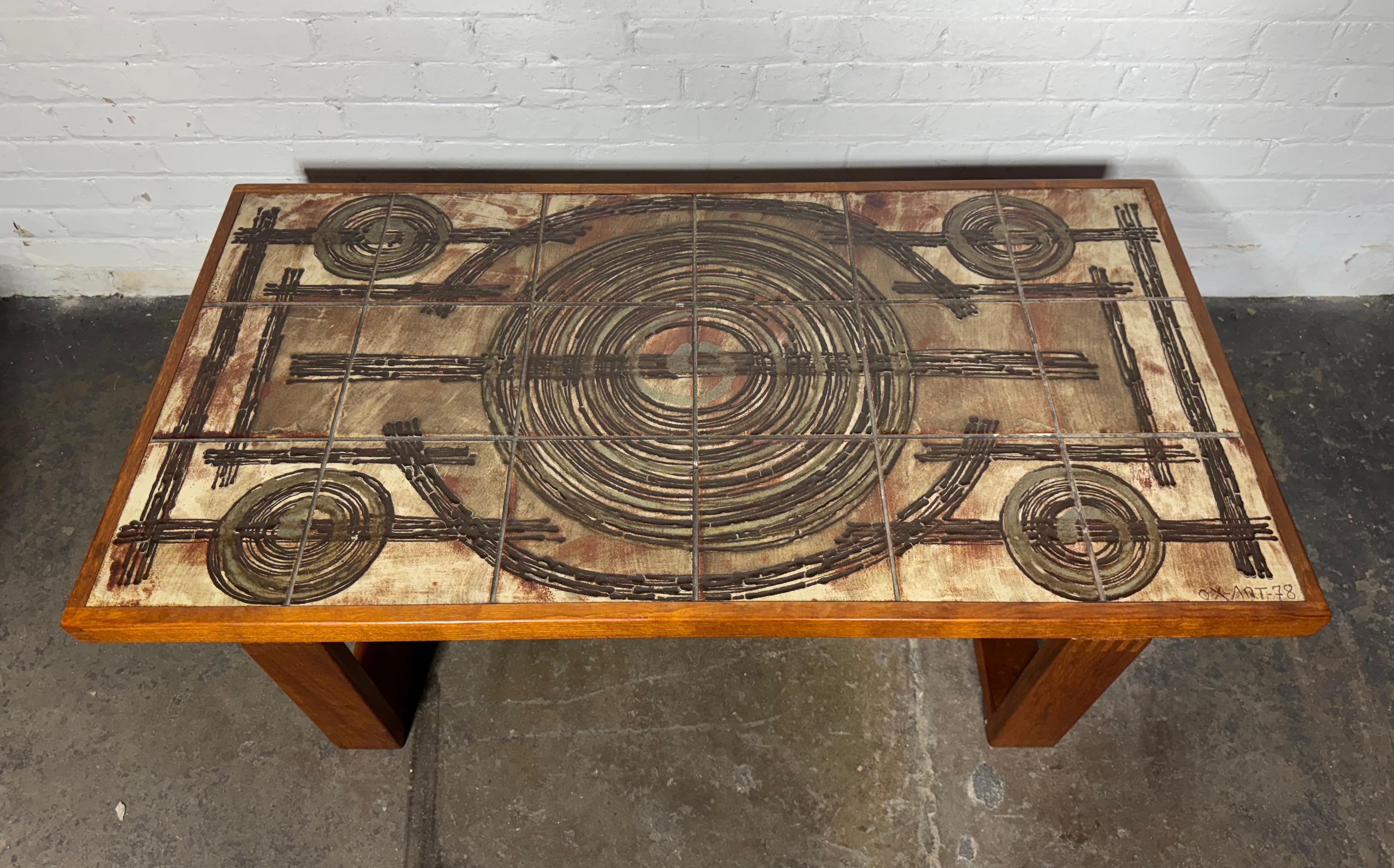 Stunning Teak & Tile Coffee / Cocktail Table by Ox-Art -Trioh c.1978 / Denmark For Sale 2