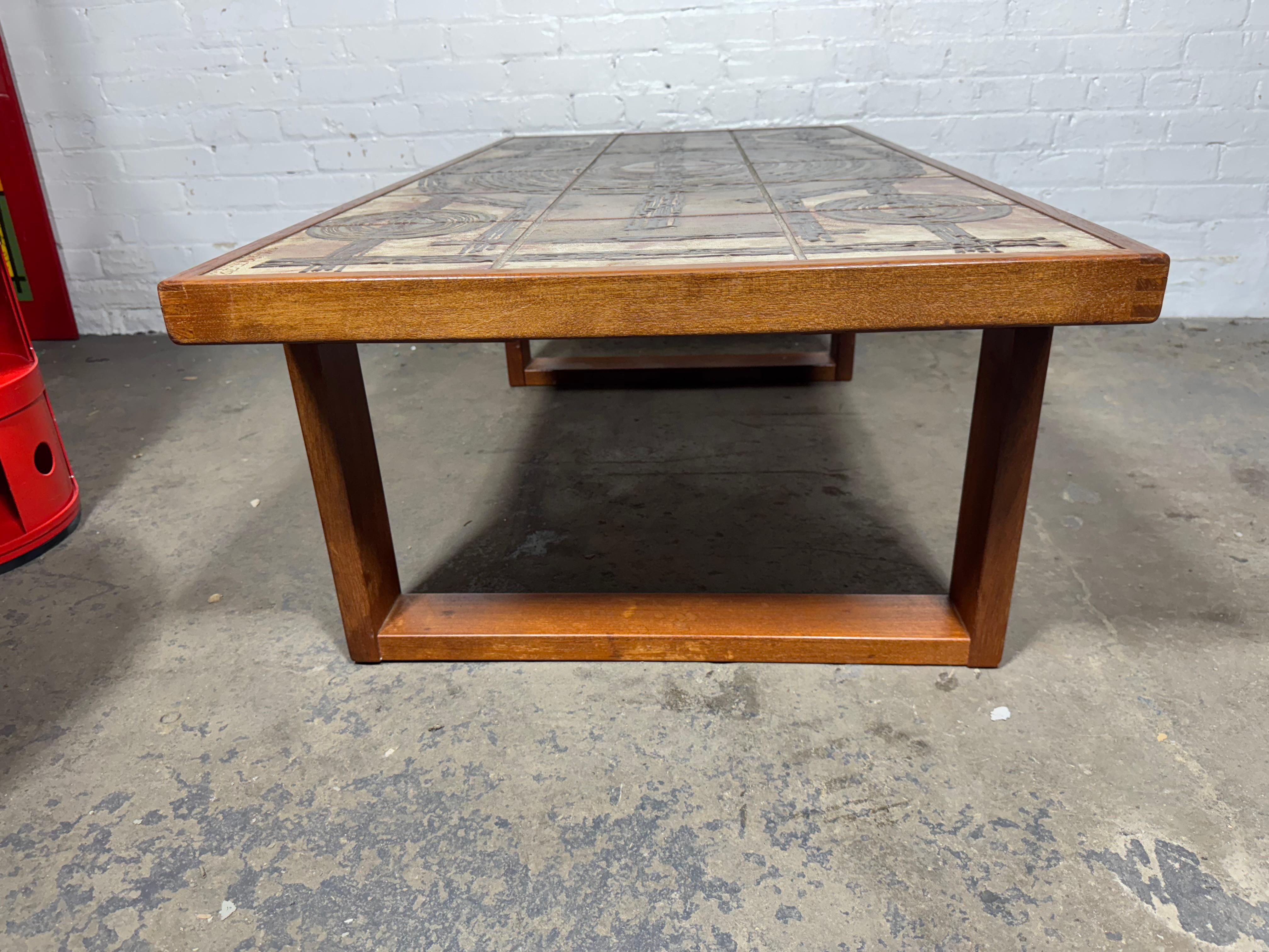 Mid-Century Modern Stunning Teak & Tile Coffee / Cocktail Table by Ox-Art -Trioh c.1978 / Denmark For Sale