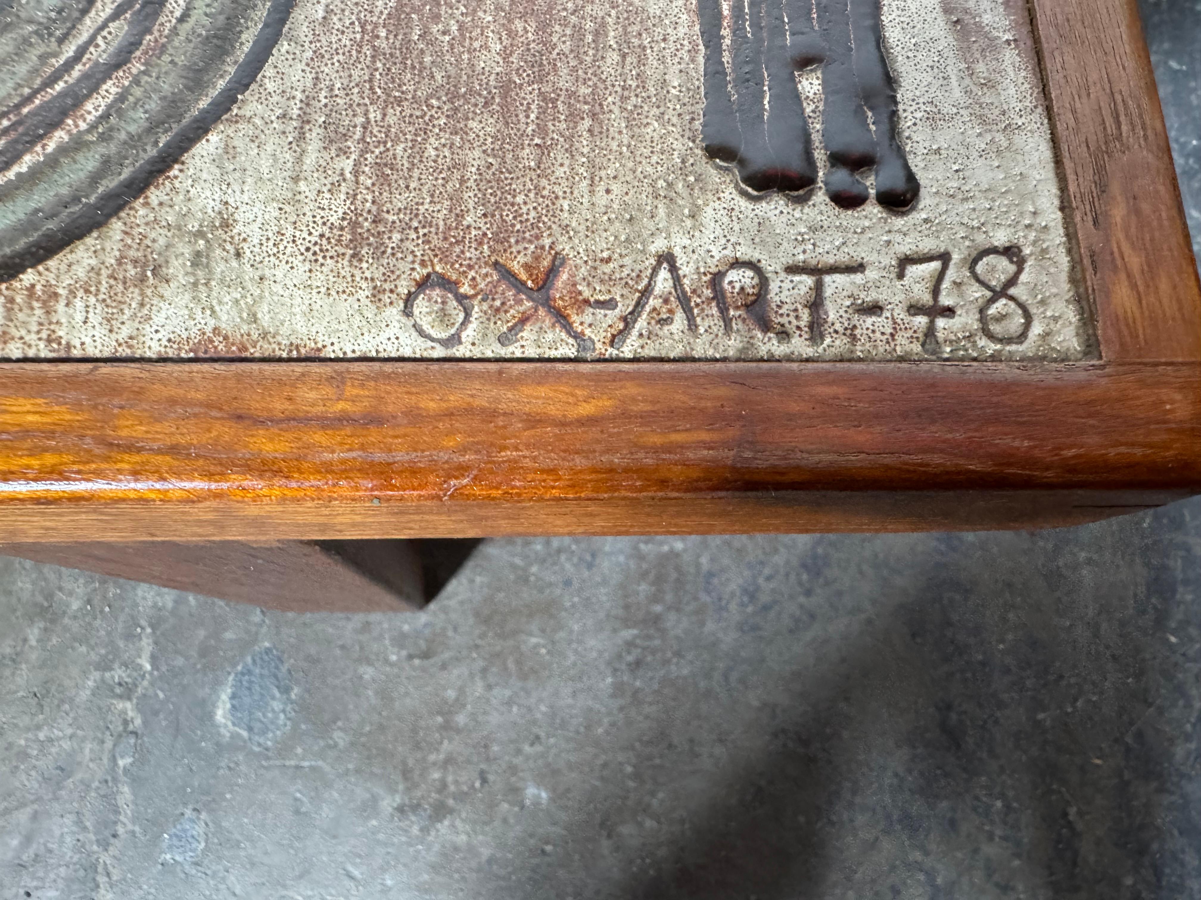 Hand-Crafted Stunning Teak & Tile Coffee / Cocktail Table by Ox-Art -Trioh c.1978 / Denmark For Sale