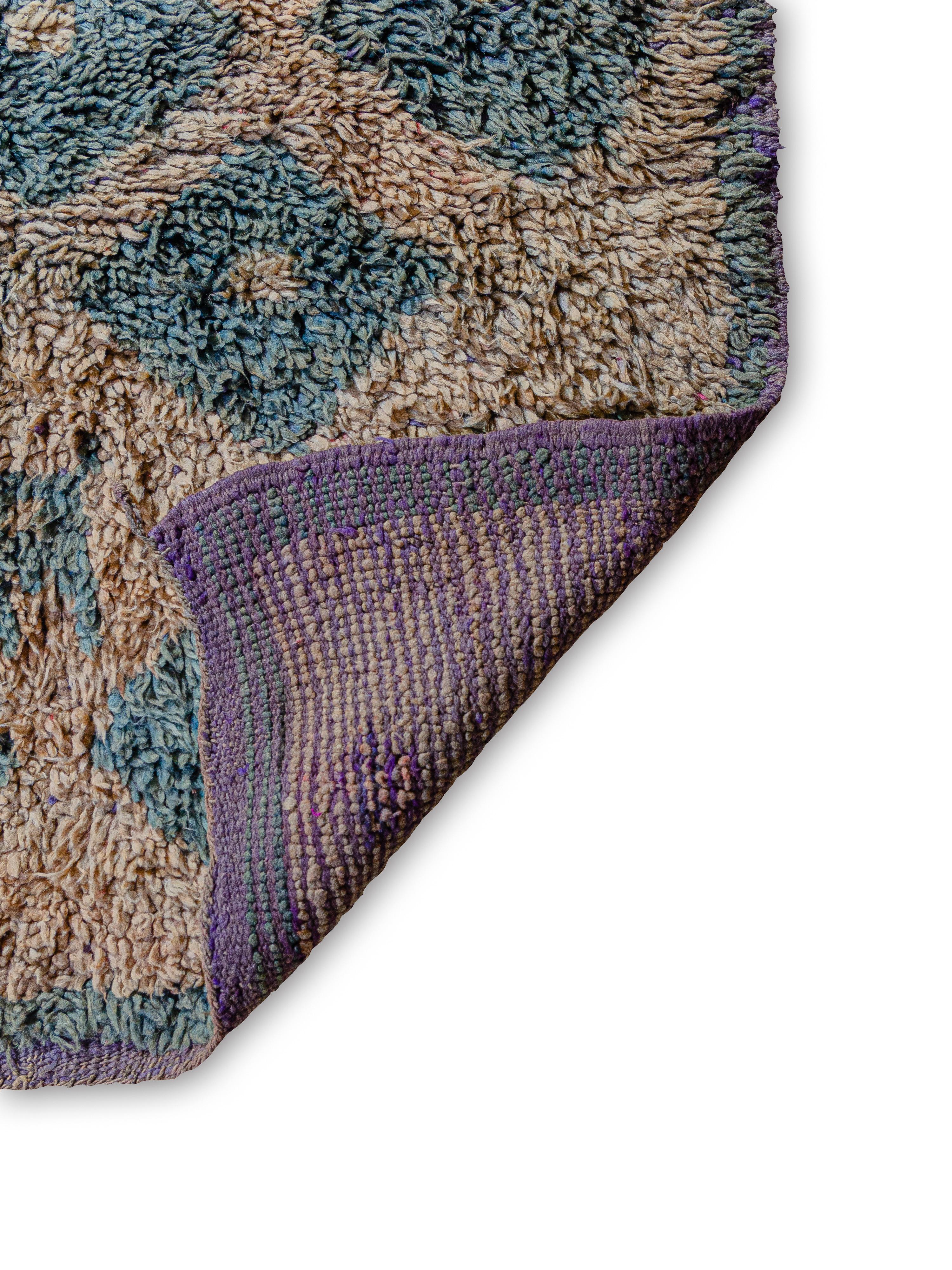 Hand-Woven Stunning teal and purple Moroccan Boujad carpet curated by Breuckelen Berber For Sale