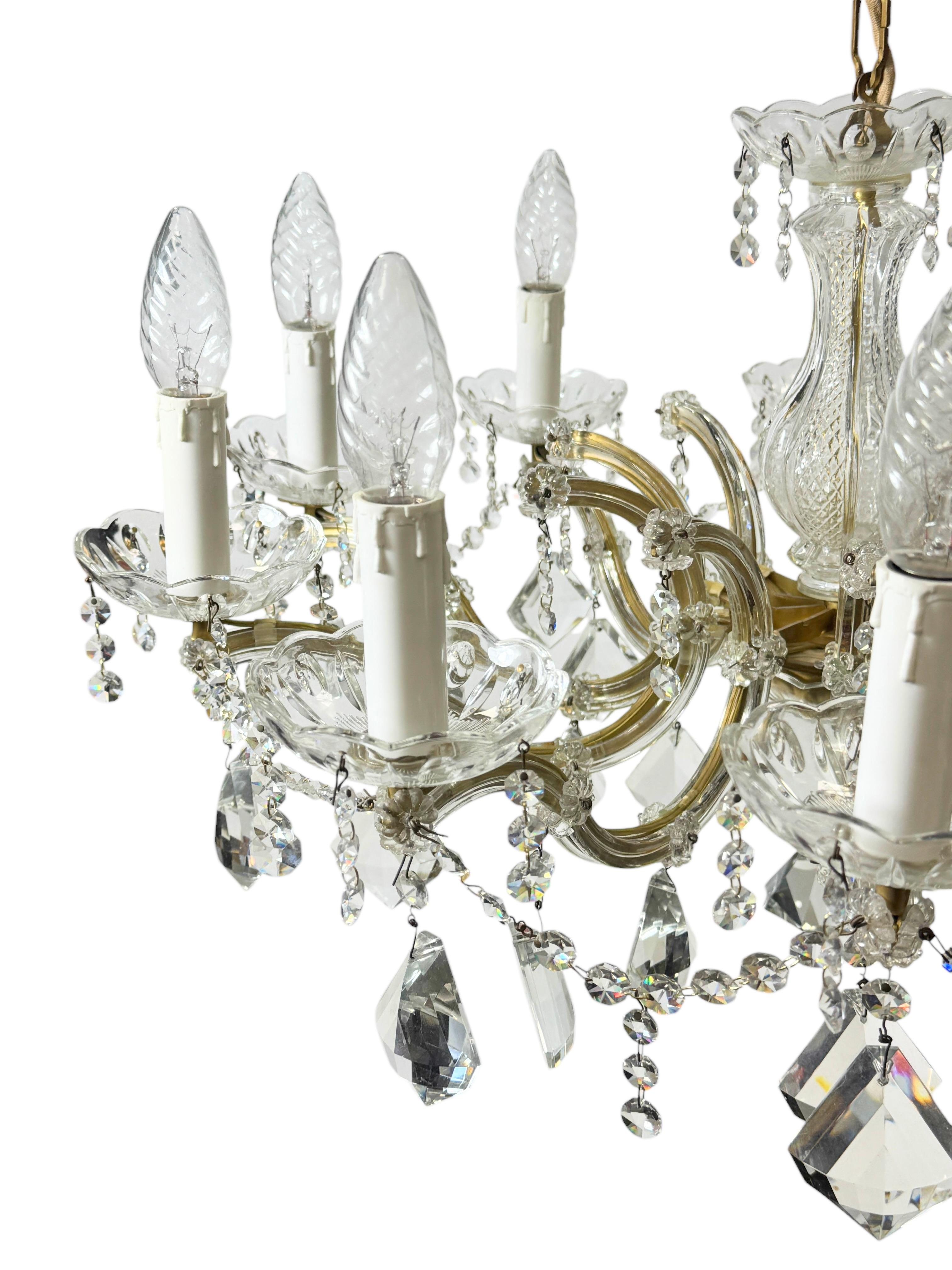 Superbe lustre à dix lumières en cristal de style Marie-Thérèse, milieu du siècle dernier, années 1960 en vente 8