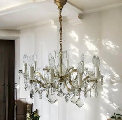 Stunning Ten Light Crystal Chandelier Maria Theresa Style, Mid-Century 1960s