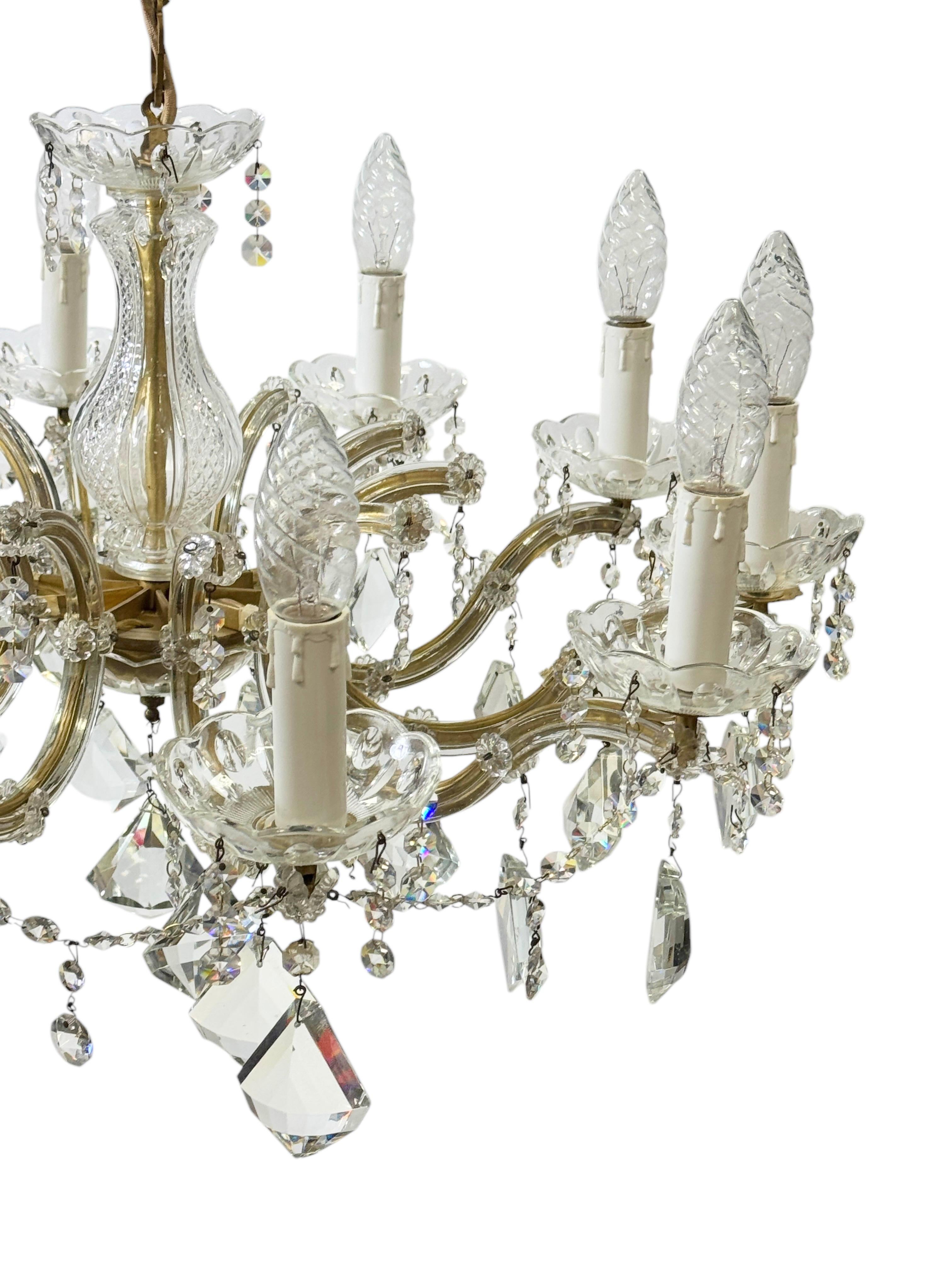 Métal Superbe lustre à dix lumières en cristal de style Marie-Thérèse, milieu du siècle dernier, années 1960 en vente
