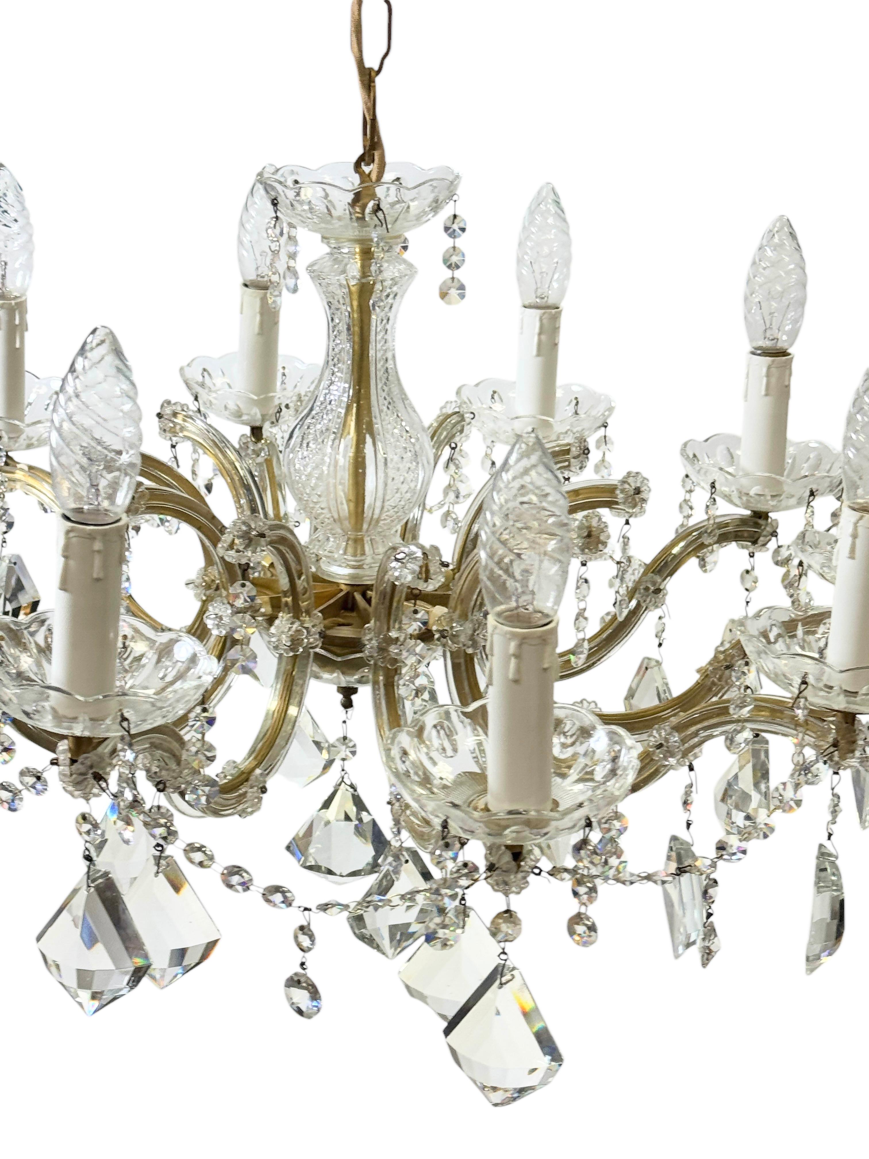 Superbe lustre à dix lumières en cristal de style Marie-Thérèse, milieu du siècle dernier, années 1960 en vente 1