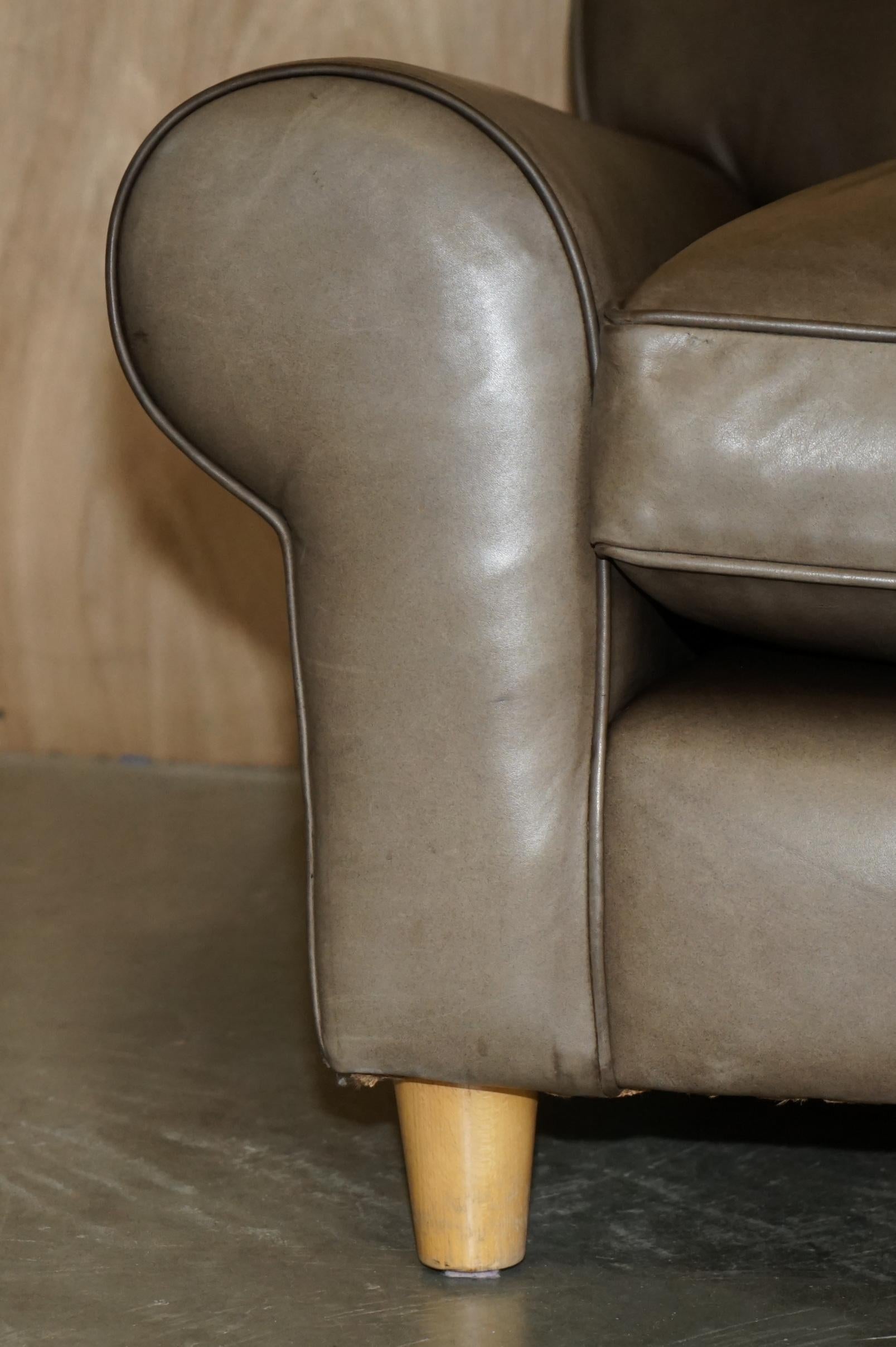 SOFÁ ARMADO DE CUERO GRANDE TERENCE CONRAN GRIS IMPRESIONANTE en venta 2