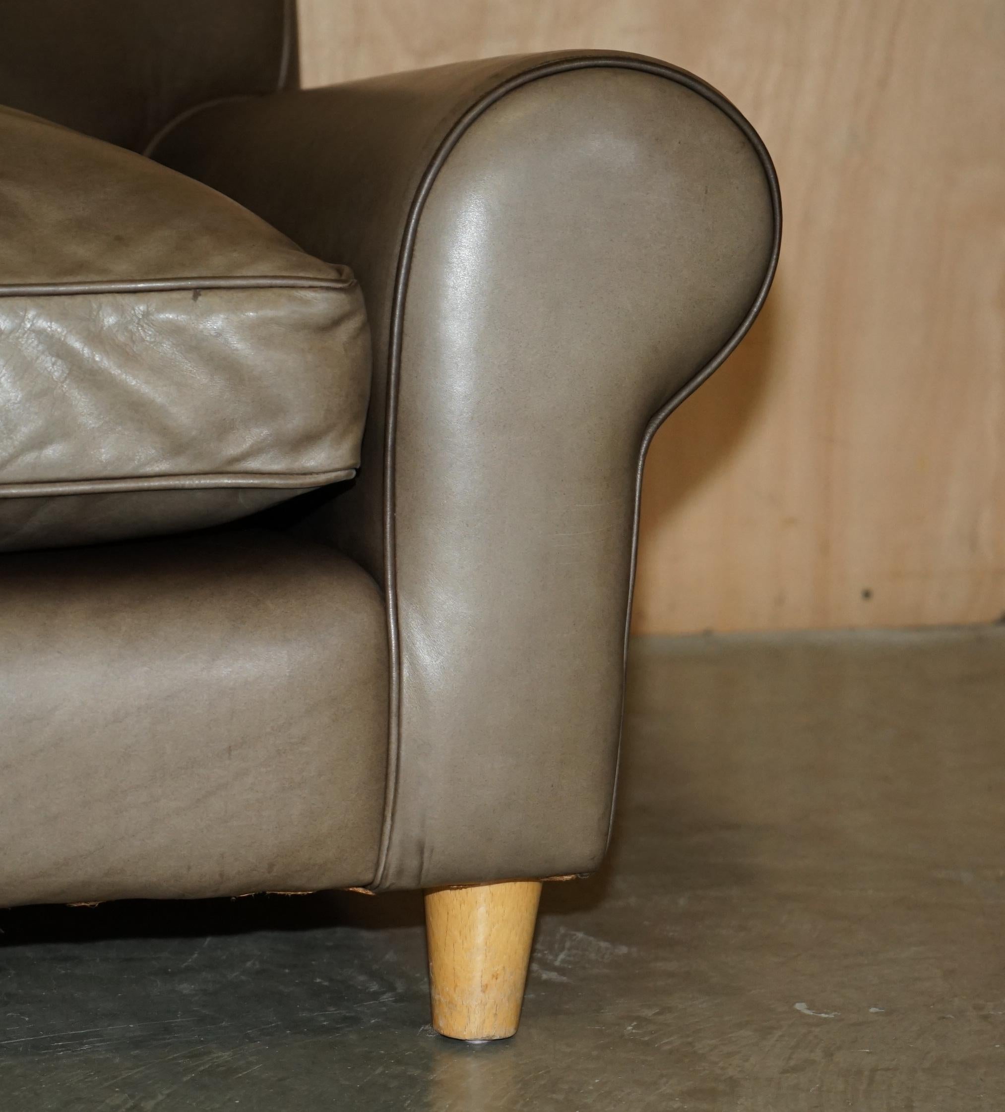 SOFÁ ARMADO DE CUERO GRANDE TERENCE CONRAN GRIS IMPRESIONANTE en venta 3