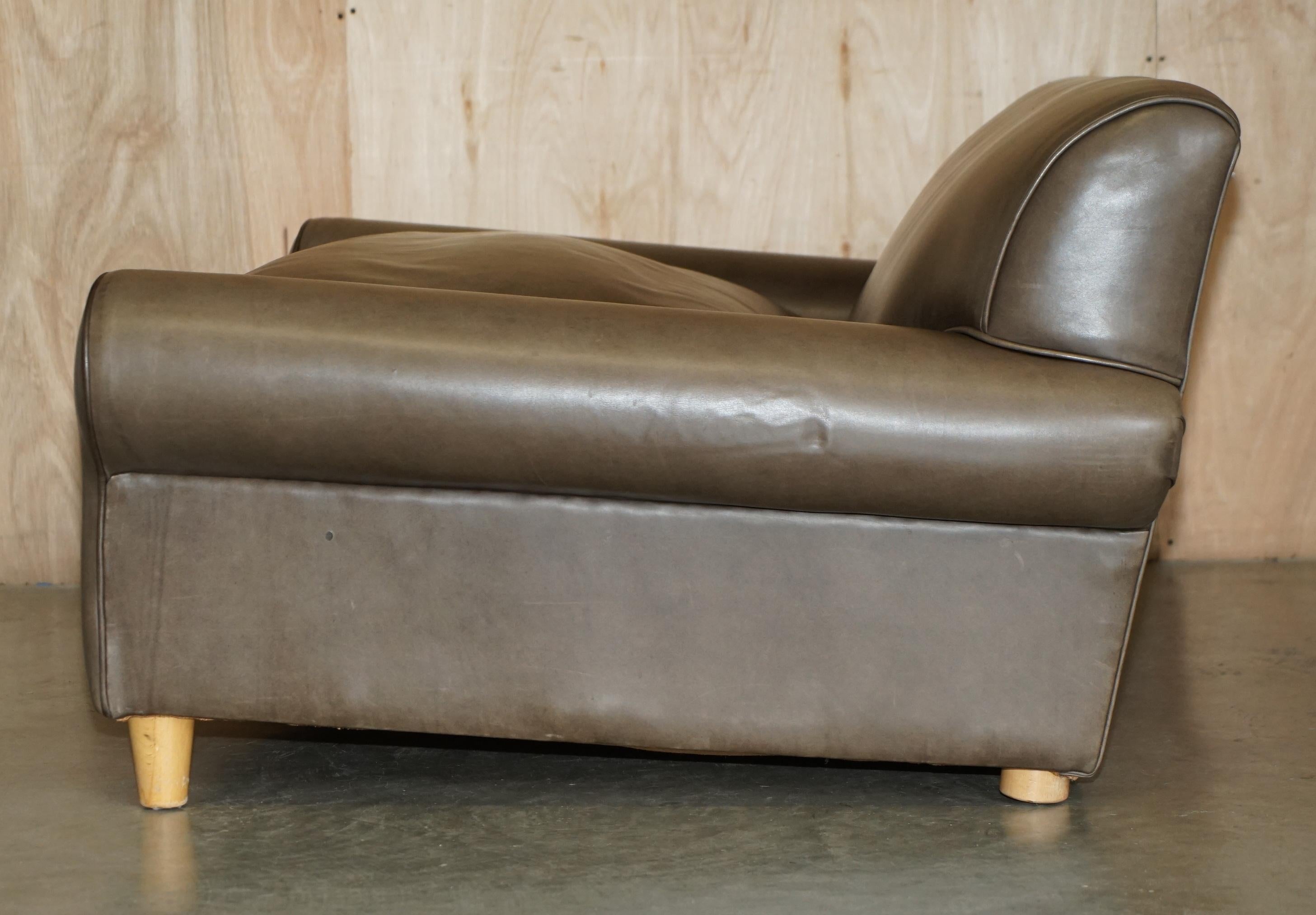 STUNNING TERENCE CONRAN GREY LEATHER LARGE LOVESEAT ARMCHAiR SOFA en vente 7