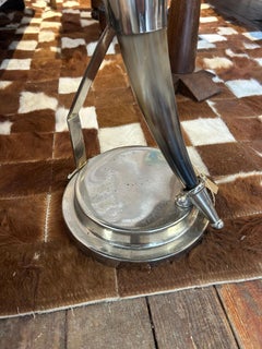 Stunning Tessellated Horn Checkerboard End Table with Horn and Chrome Base