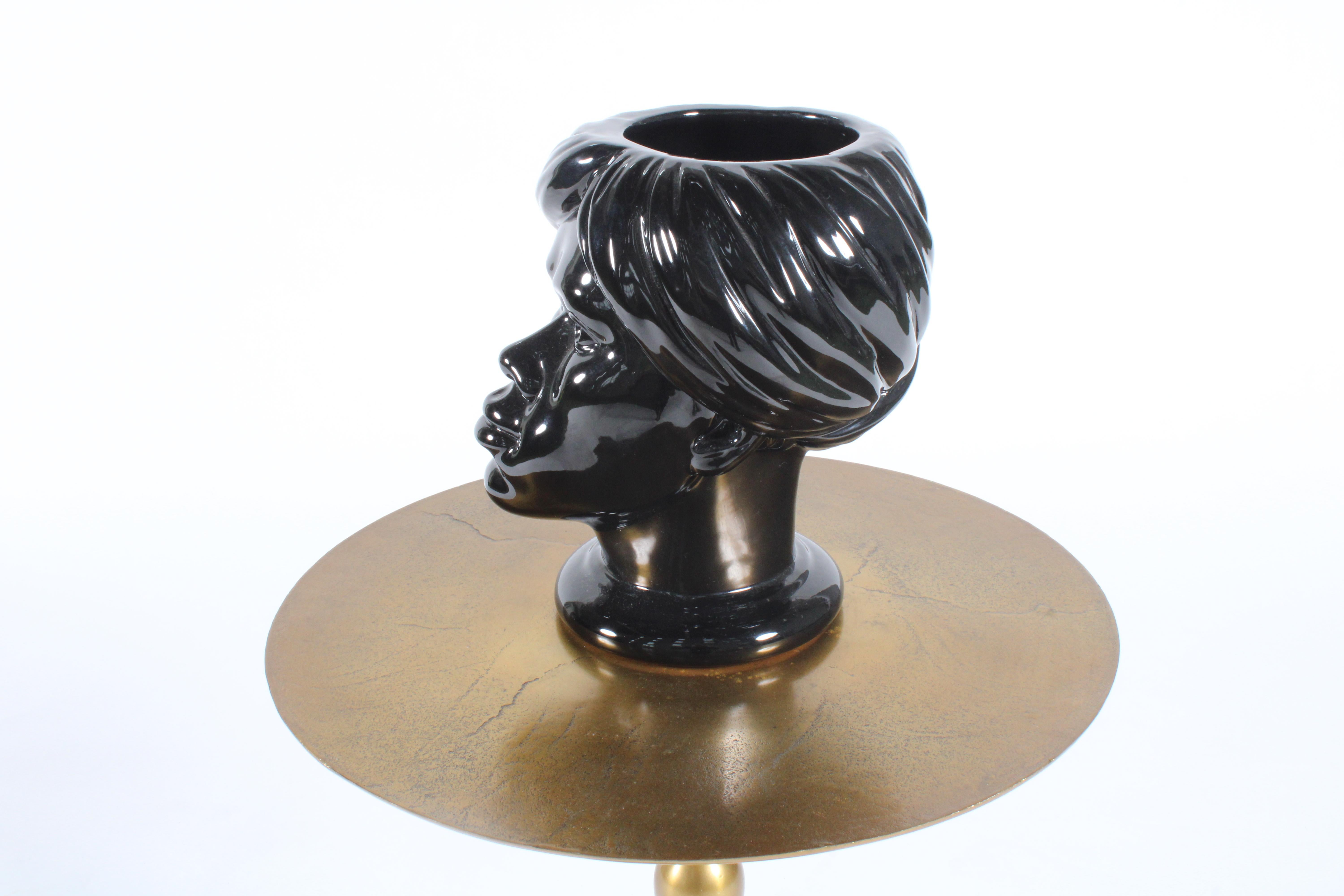 italien Superbe vase à buste en céramique émaillée Testa Di Moro de Piero Fornasetti