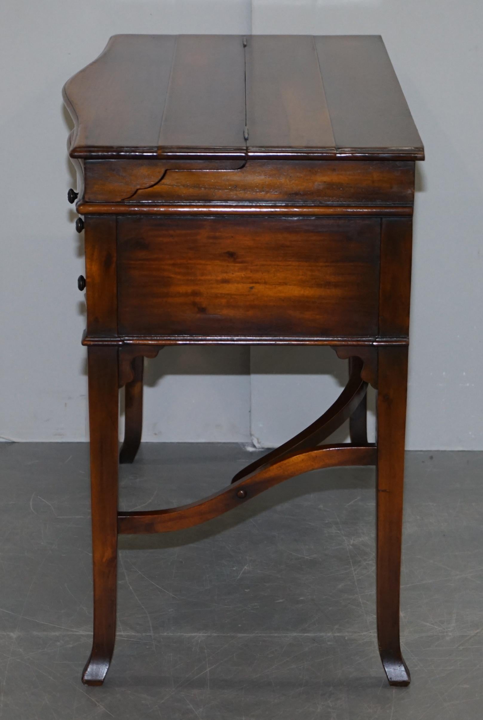 Stunning Theodore Alexander Campaign Folding Desk Workstation Brown Leather Top 5
