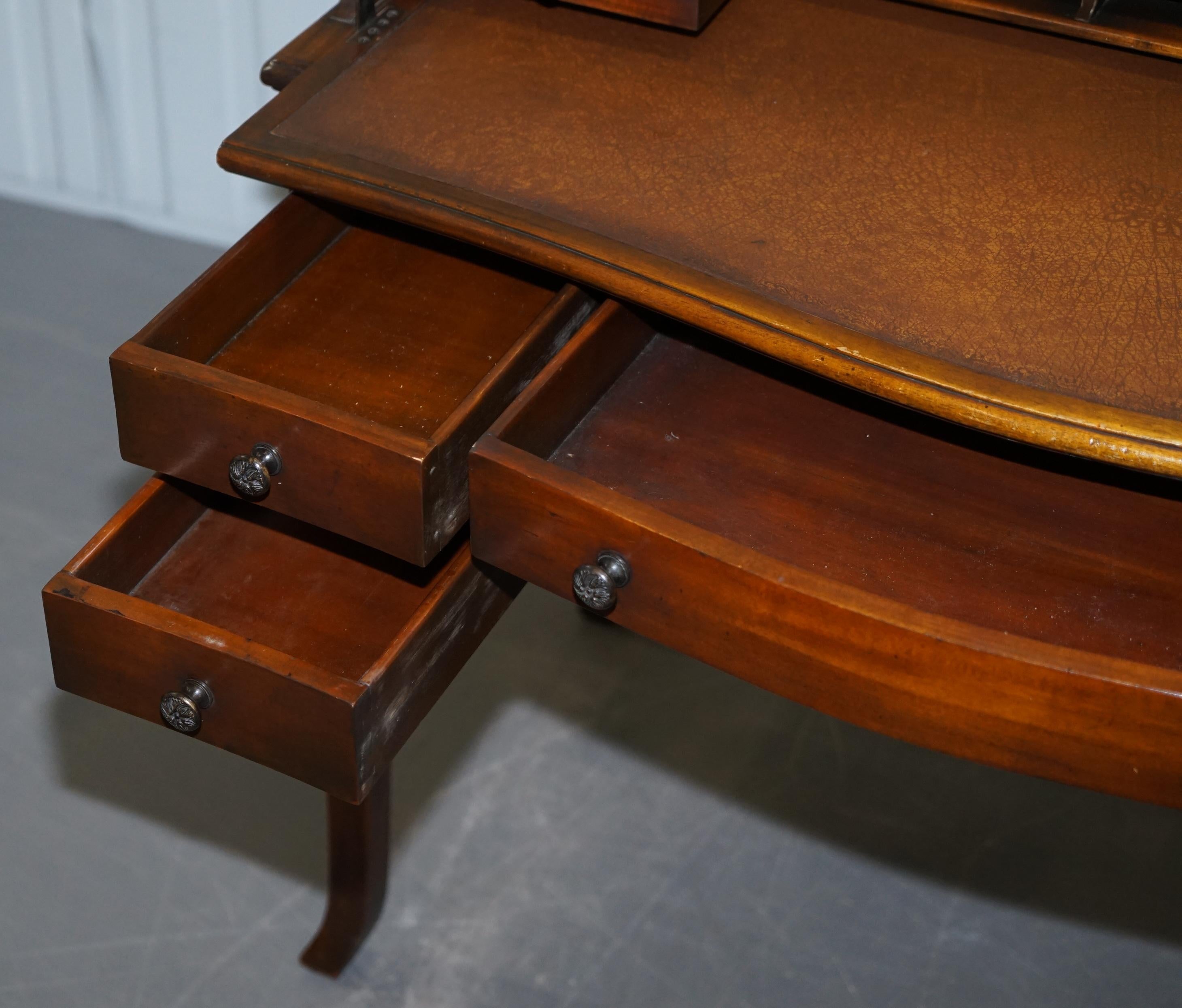 Stunning Theodore Alexander Campaign Folding Desk Workstation Brown Leather Top 12