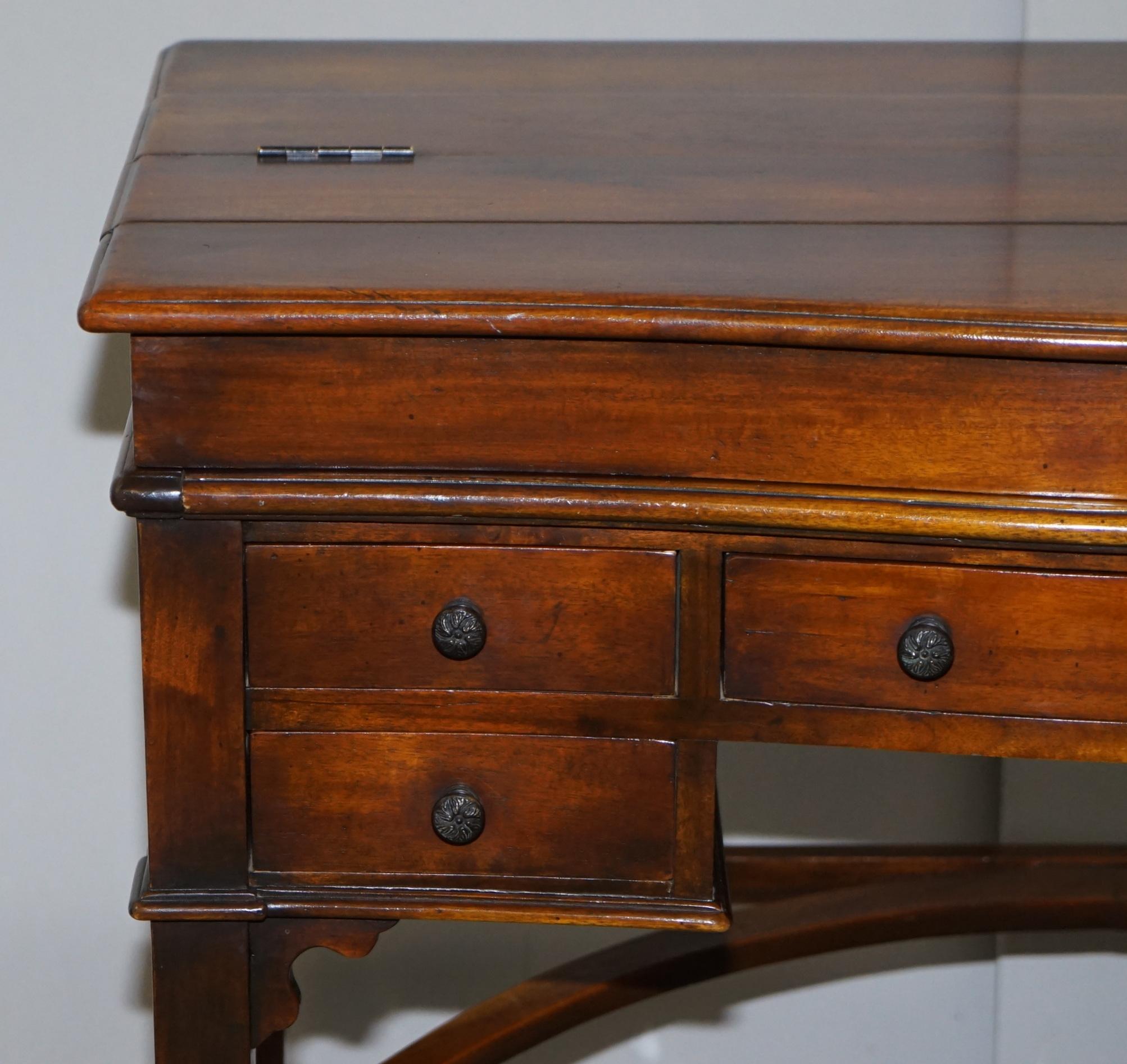 Stunning Theodore Alexander Campaign Folding Desk Workstation Brown Leather Top 2