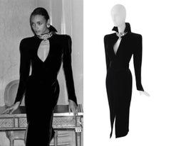 Stunning Thierry Mugler Archival  FW 1986 Evening Gown Crystal Black Dress