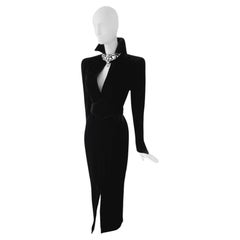 Stunning Thierry Mugler Archival  FW 1986 Evening Gown Crystal Black Dress