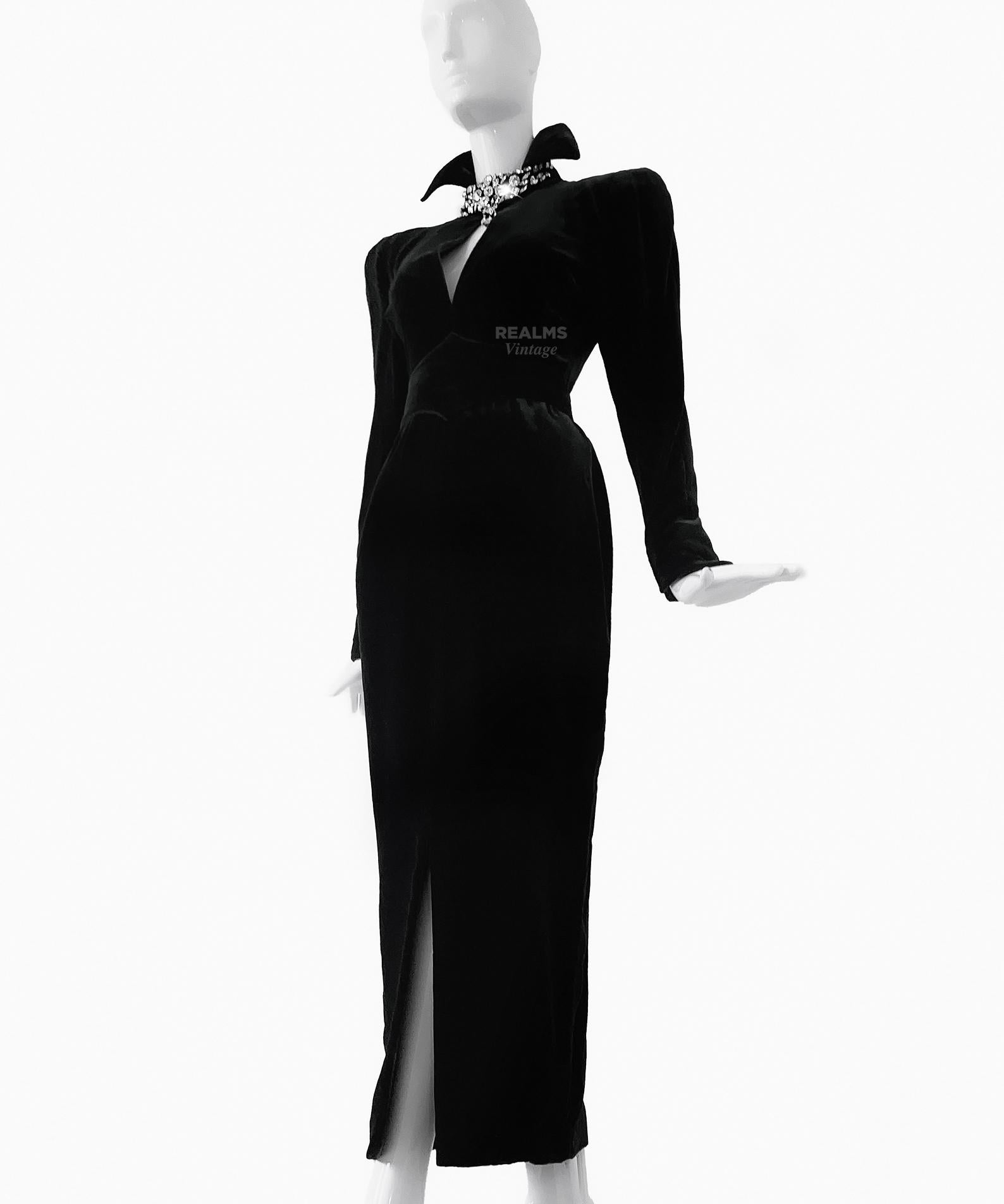 Stunning Thierry Mugler Archival  FW 1986 Evening Gown Crytsal Black Dress  For Sale 7