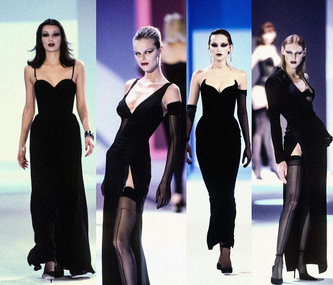 Stupéfiante robe noire sculpturale Thierry Mugler FW 1998 en vente 1