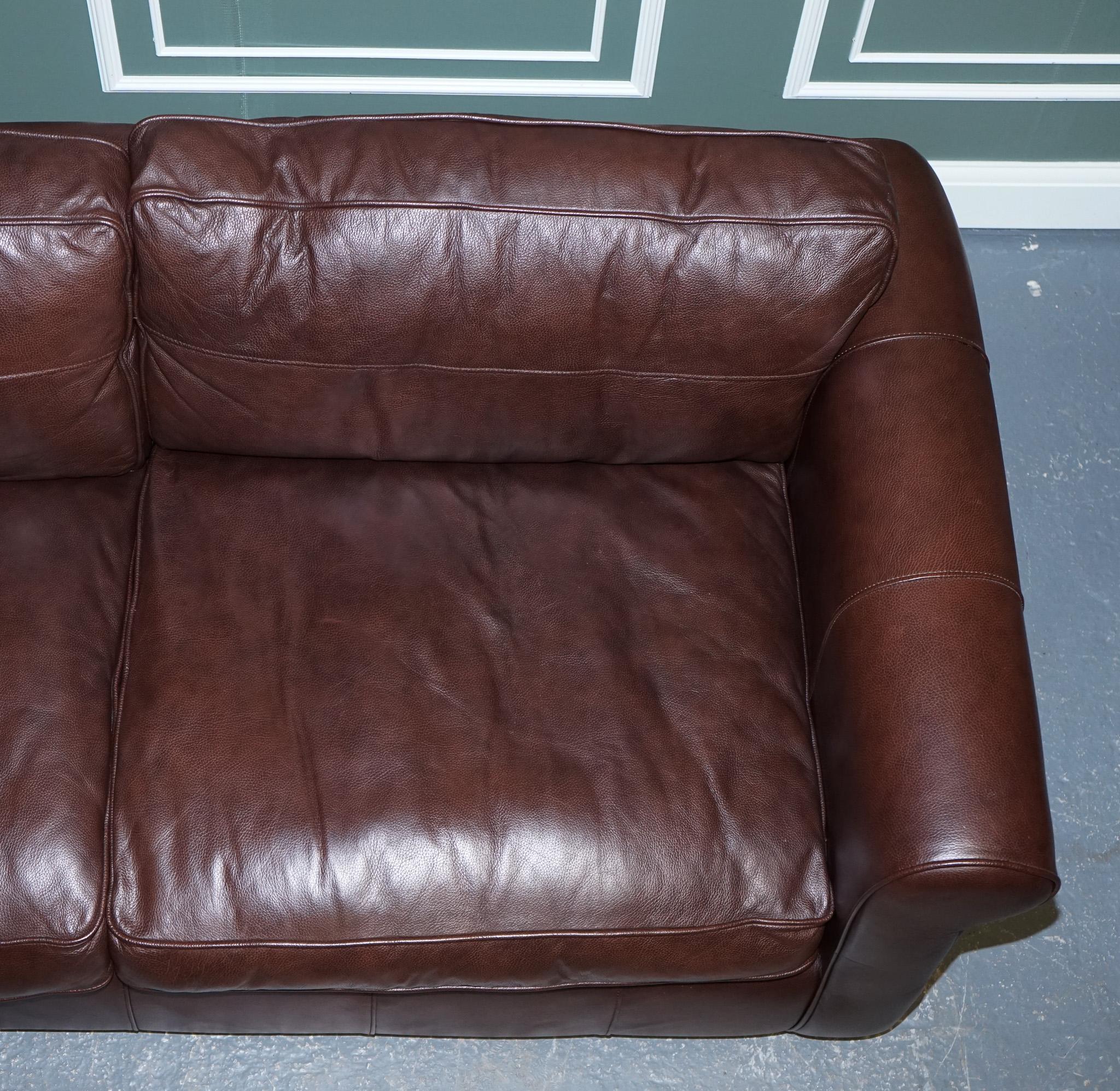 Stunning Thomas Lloyd Brown Leather Three Seater Sofa 3