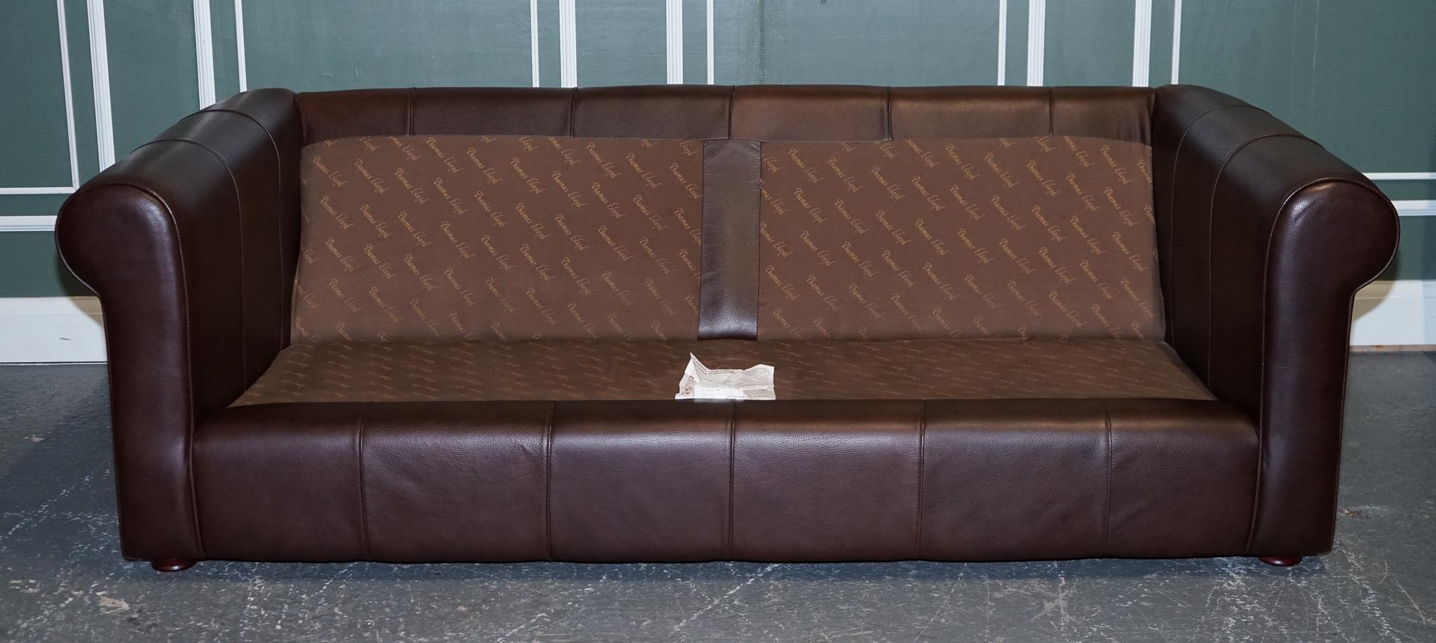 Stunning Thomas Lloyd Brown Leather Three Seater Sofa 4