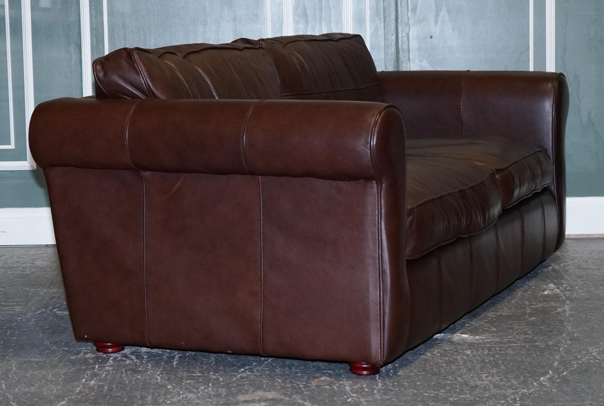 Stunning Thomas Lloyd Brown Leather Three Seater Sofa 6