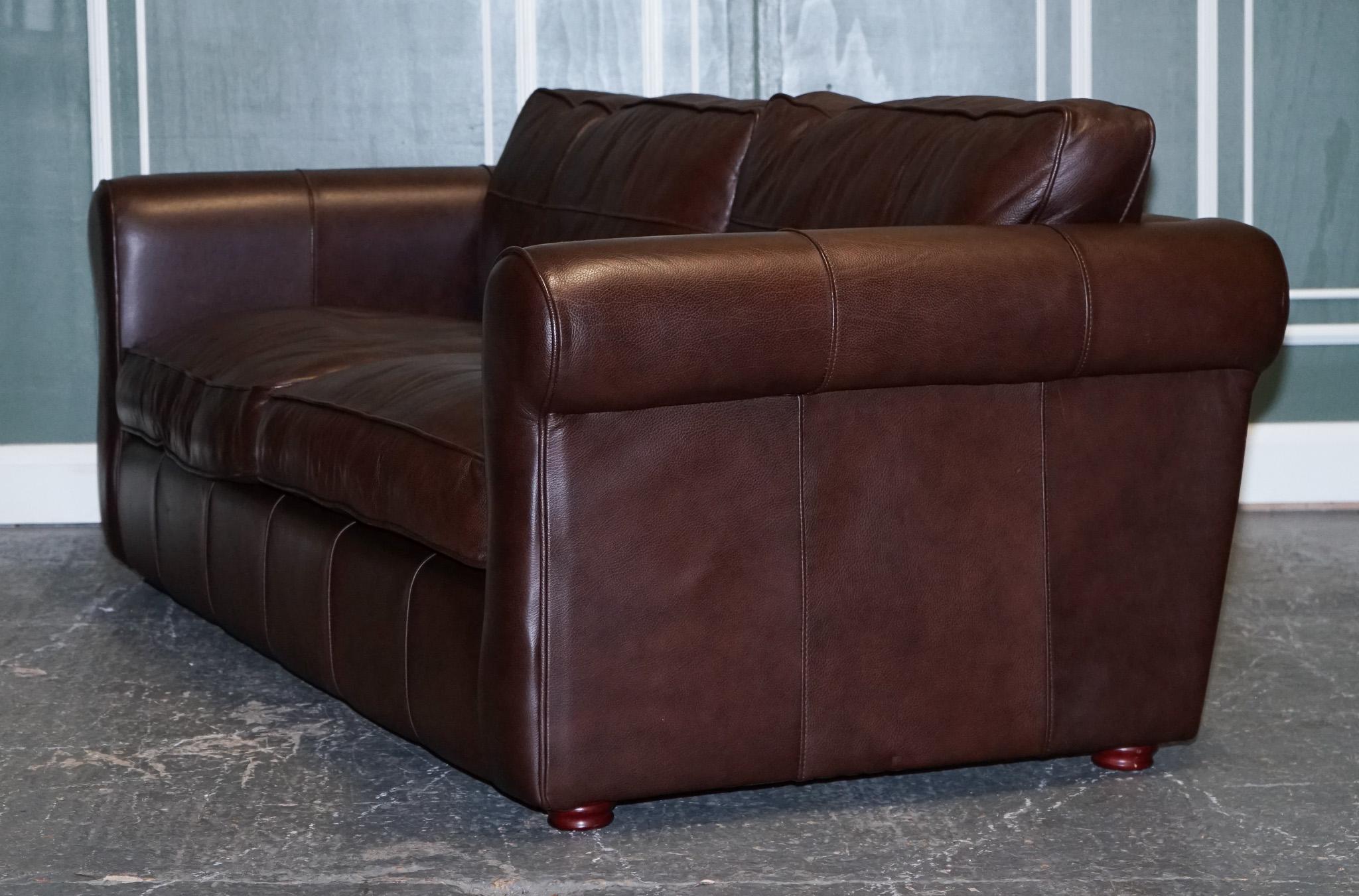 Stunning Thomas Lloyd Brown Leather Three Seater Sofa 7