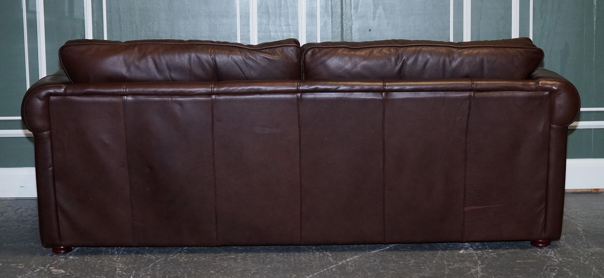 Stunning Thomas Lloyd Brown Leather Three Seater Sofa 8