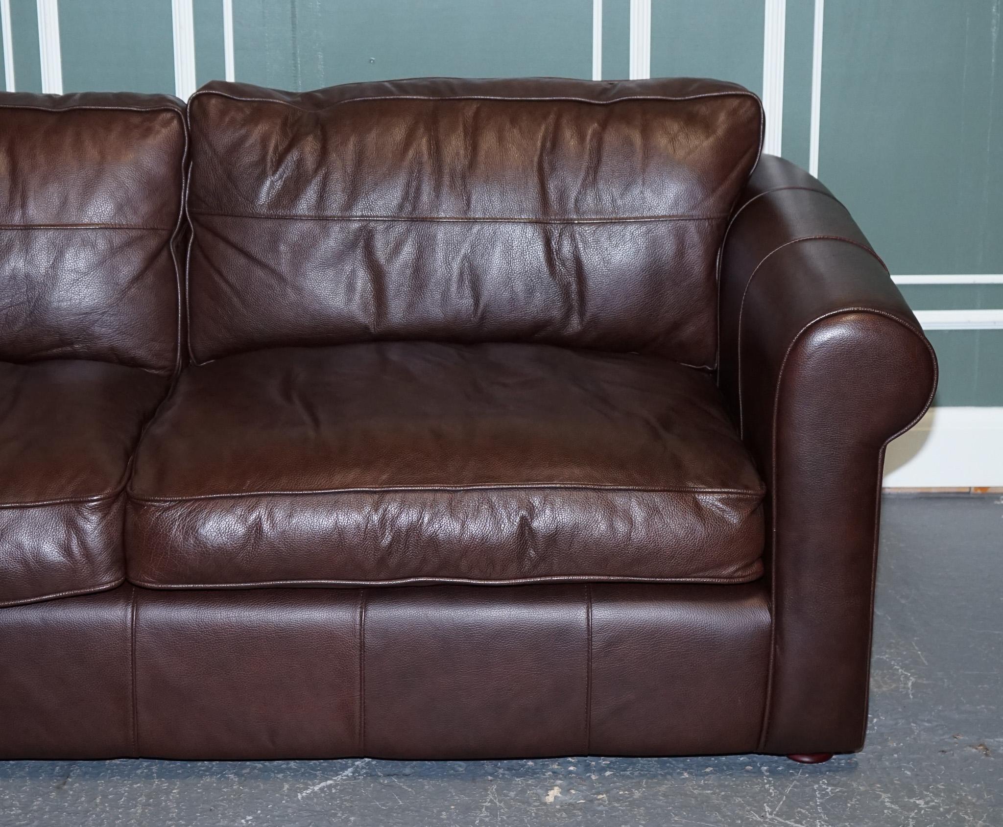 British Stunning Thomas Lloyd Brown Leather Three Seater Sofa