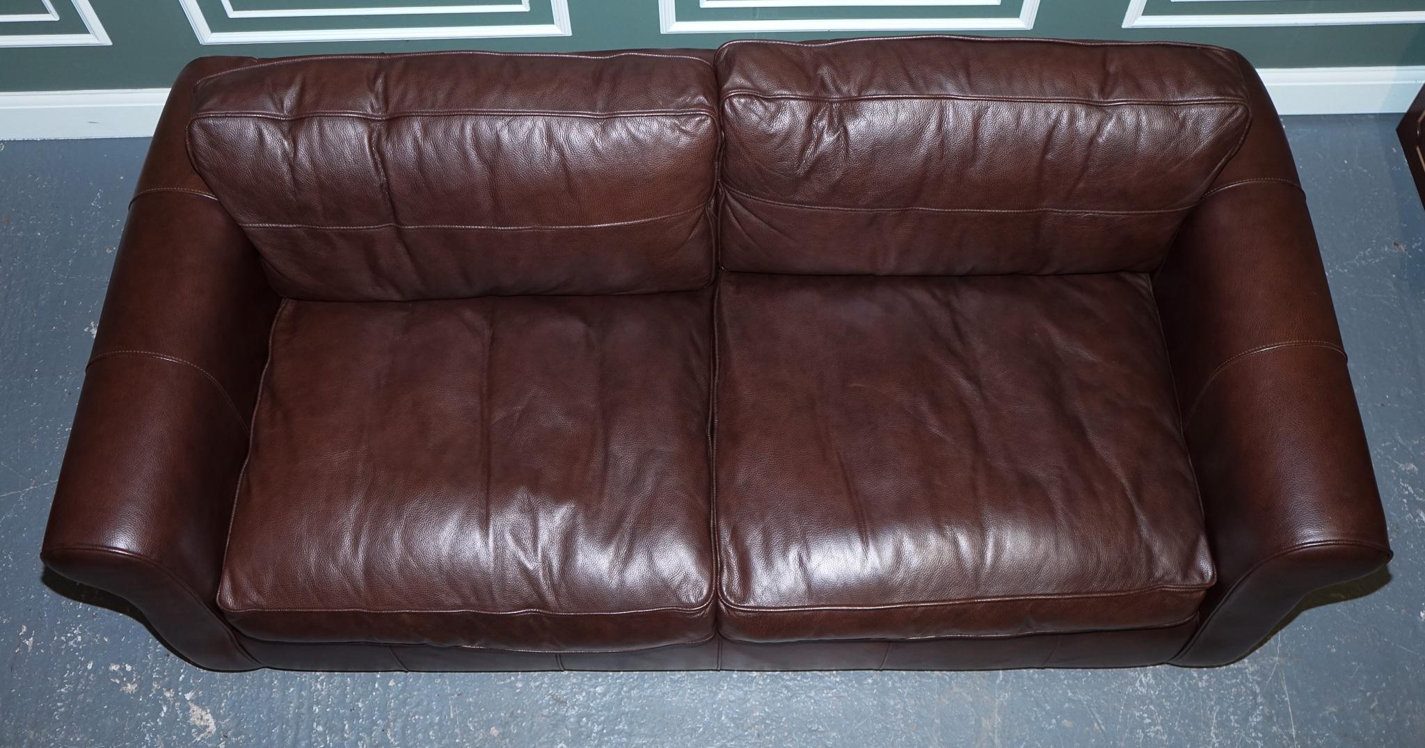 Stunning Thomas Lloyd Brown Leather Three Seater Sofa 1