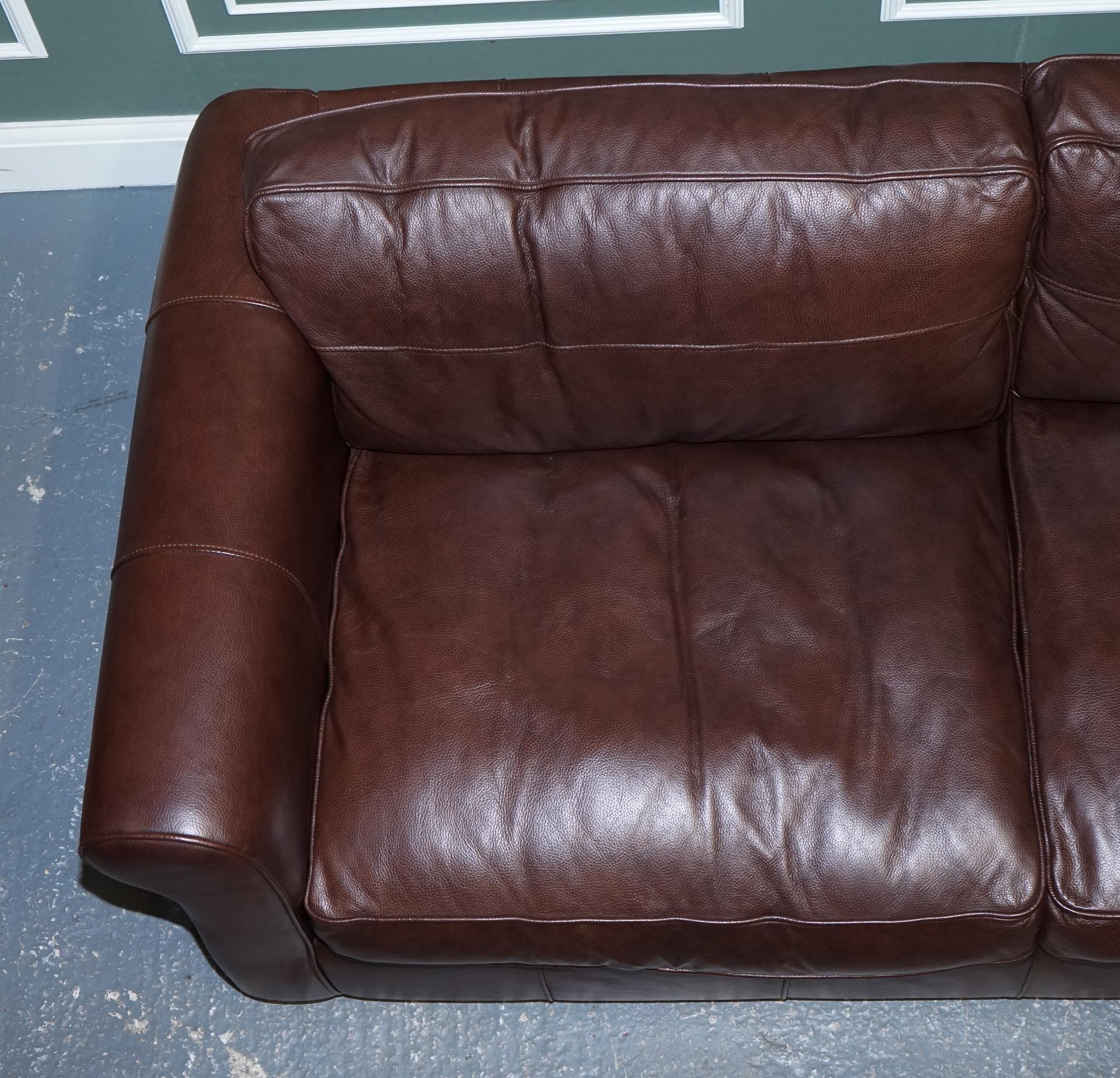 Stunning Thomas Lloyd Brown Leather Three Seater Sofa 2