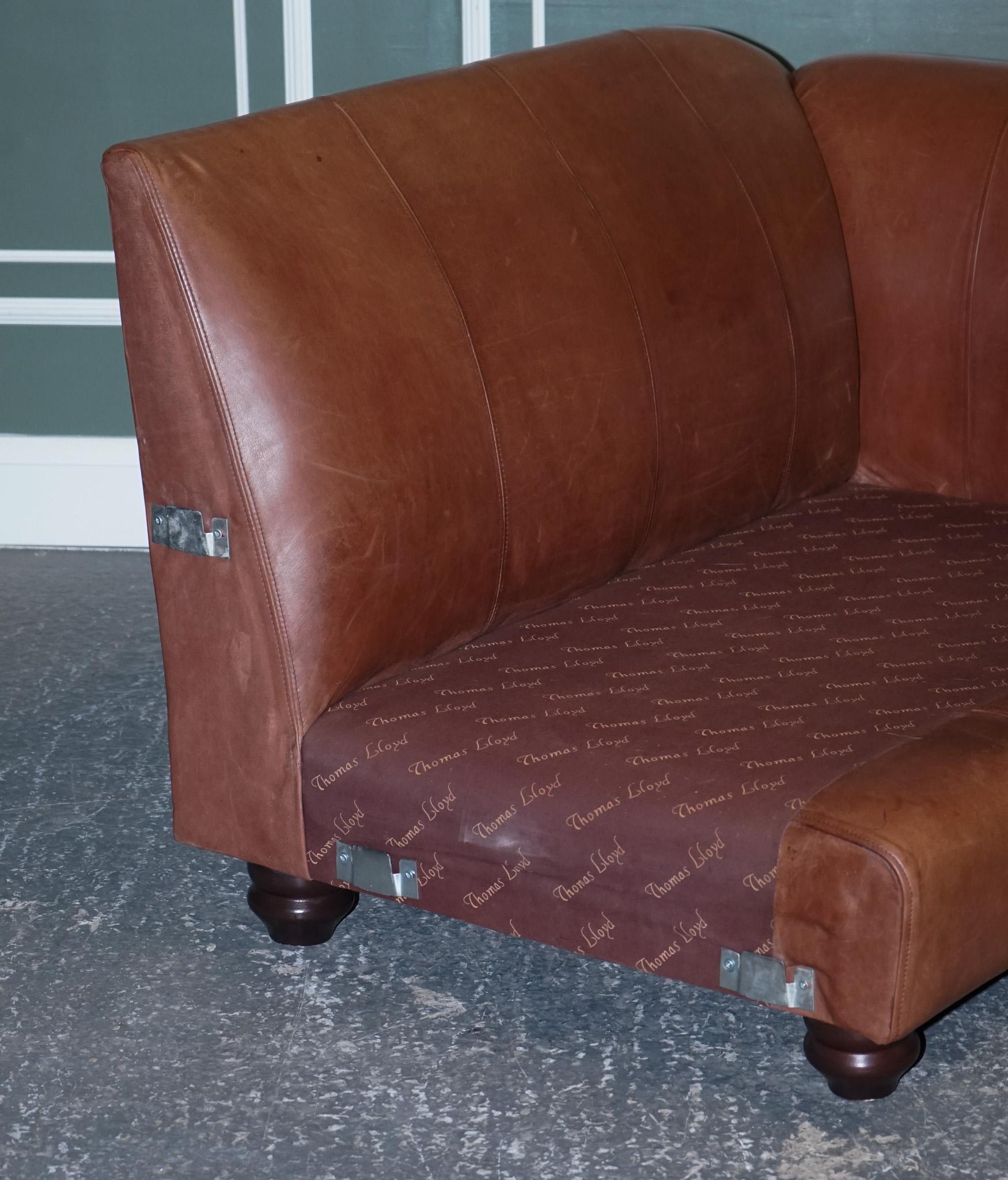 Stunning Thomas Lloyd Leather with Egyptian Pattern Fabric Grand Sofa 8