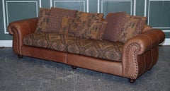 Stunning Thomas Lloyd Leather with Egyptian Pattern Fabric Grand Sofa