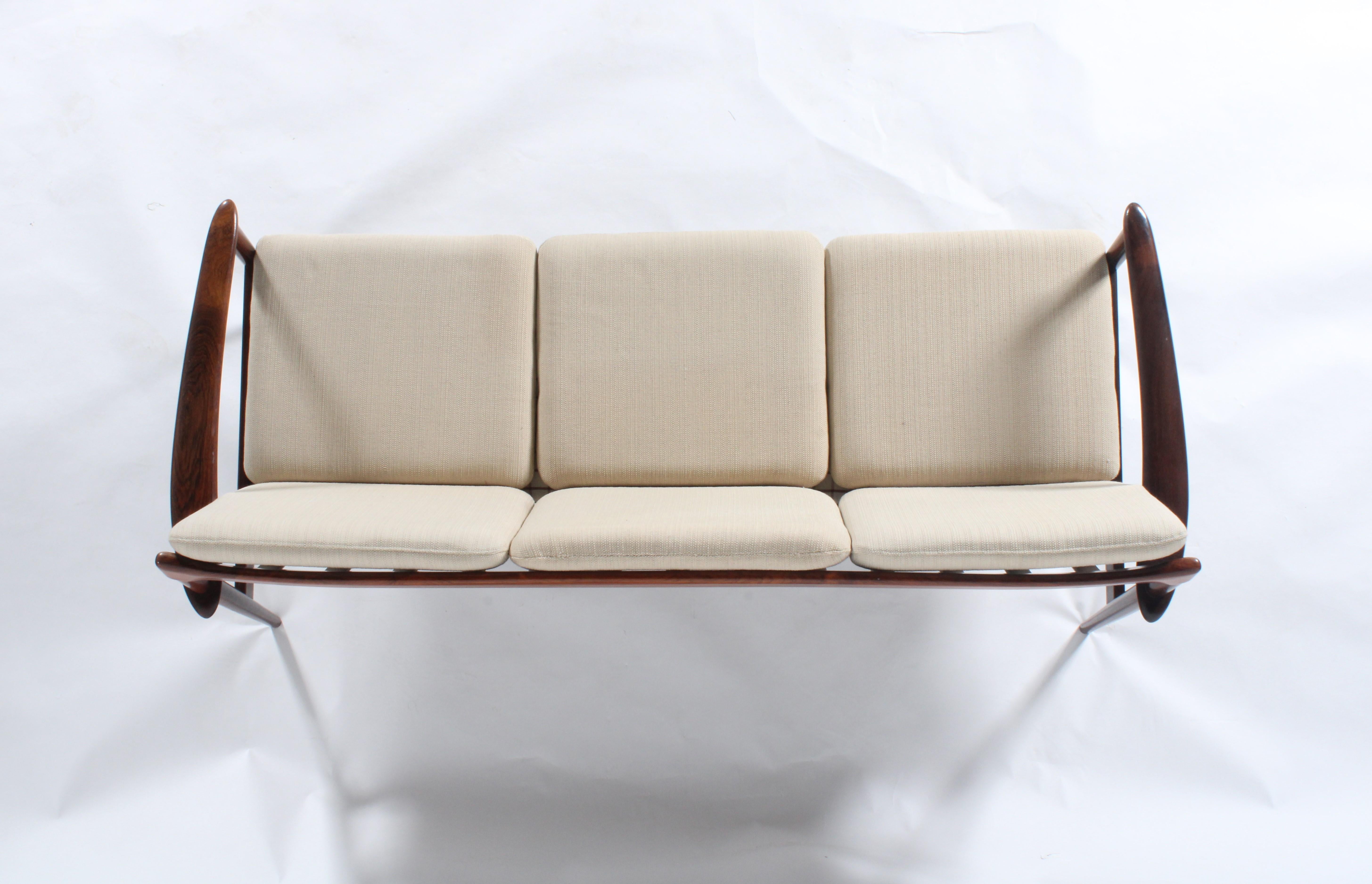 Stunning Three Seater Danish Sofa By Grete Jalk  For Sale 9