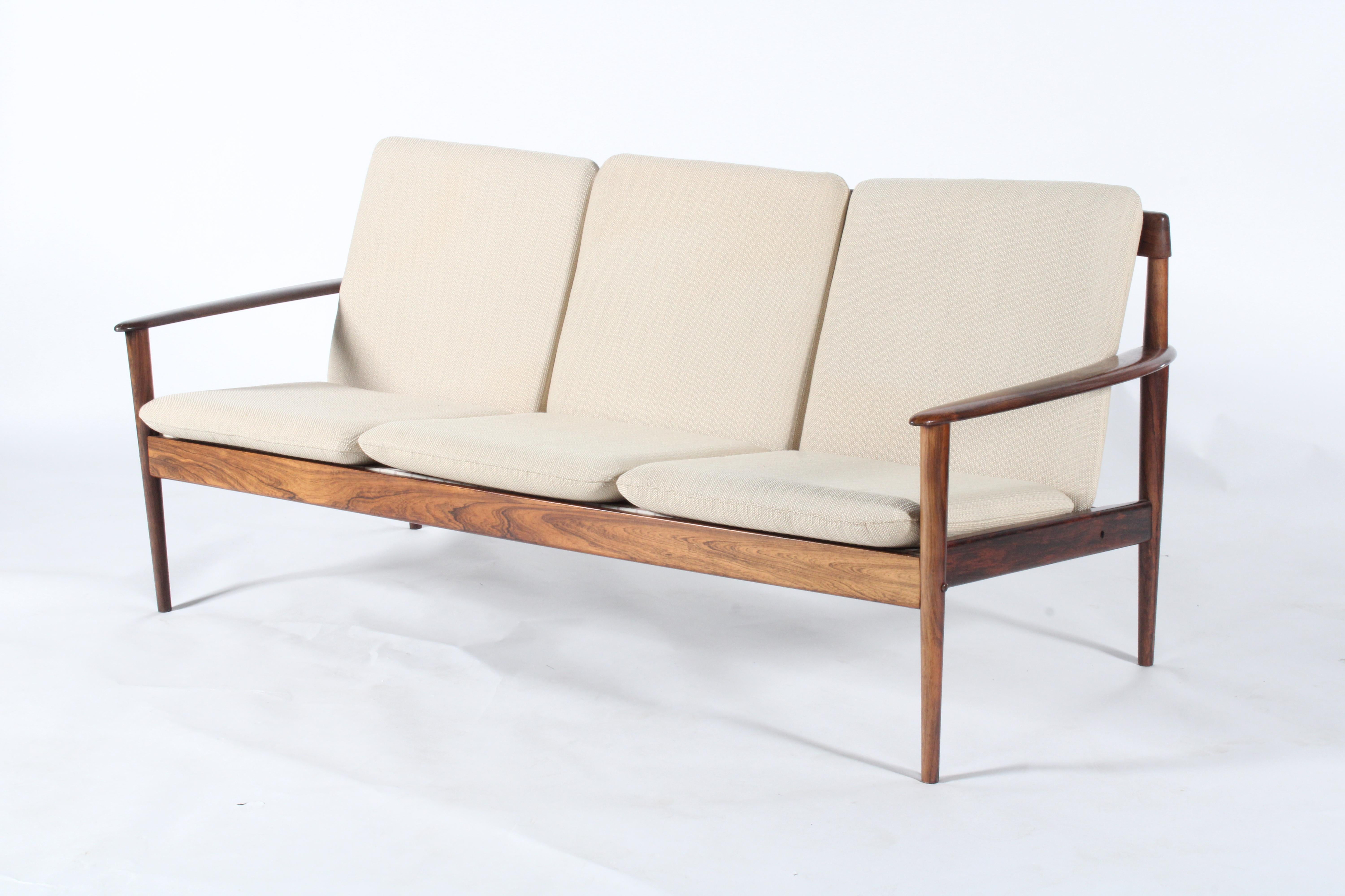 Woodwork Stunning Three Seater Danish Sofa By Grete Jalk  For Sale
