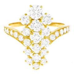 Vintage Stunning Tiara Motif Diamond Set Gold Ring