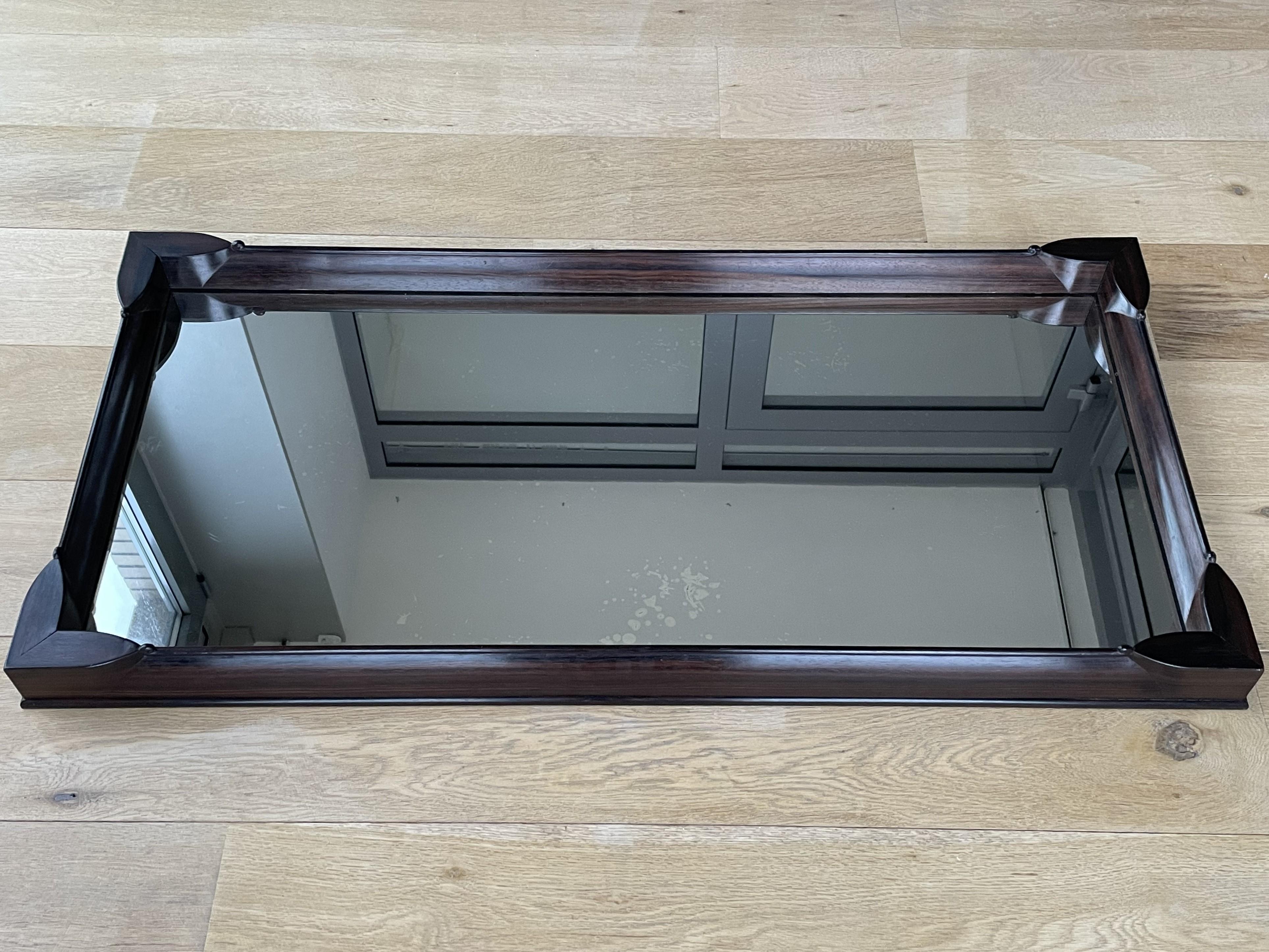 Stunning & Timeless Dutch Arts and Crafts Wall Mirror w. Solid Coromandel Frame For Sale 7