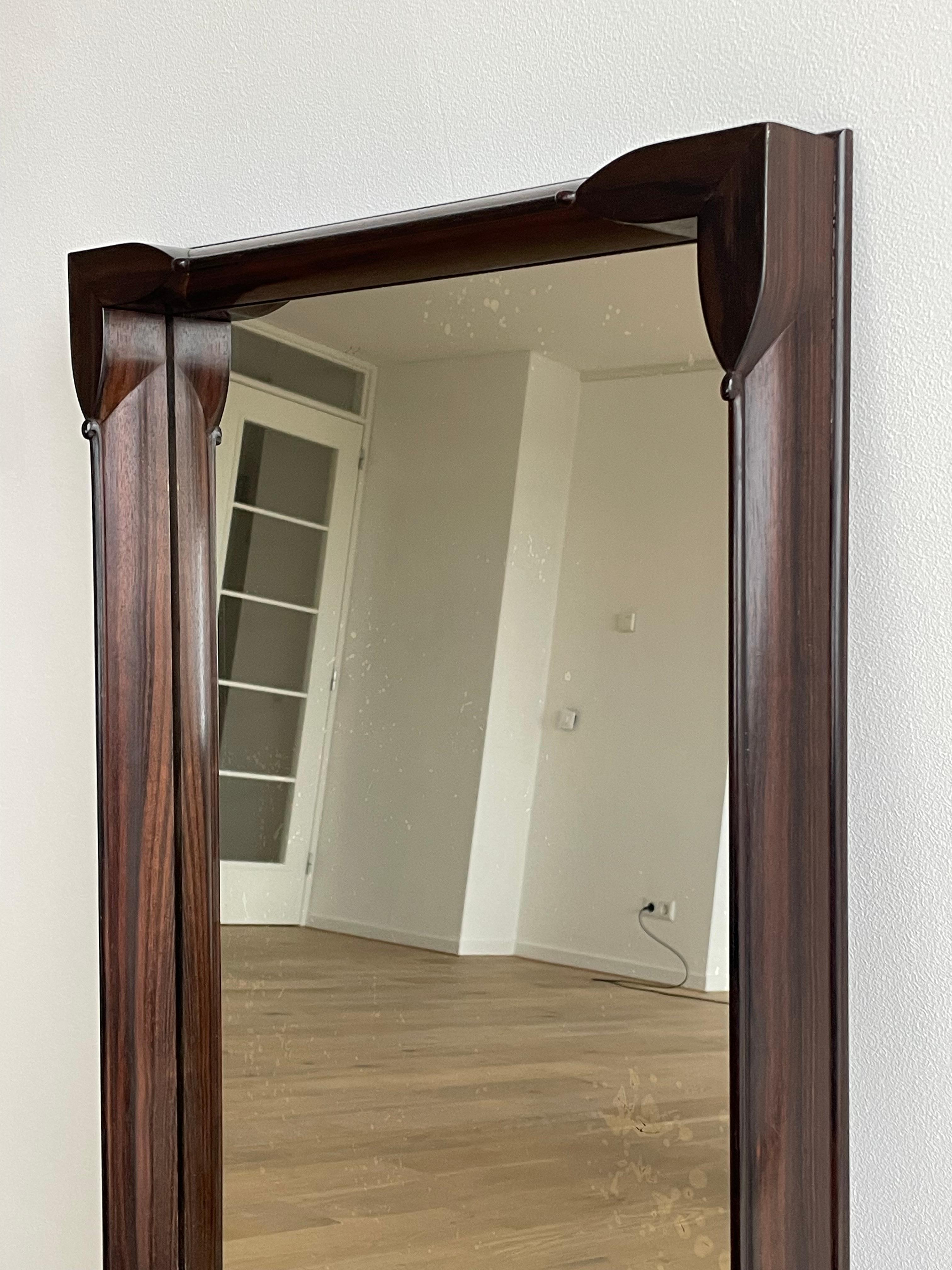 Stunning & Timeless Dutch Arts and Crafts Wall Mirror w. Solid Coromandel Frame For Sale 11