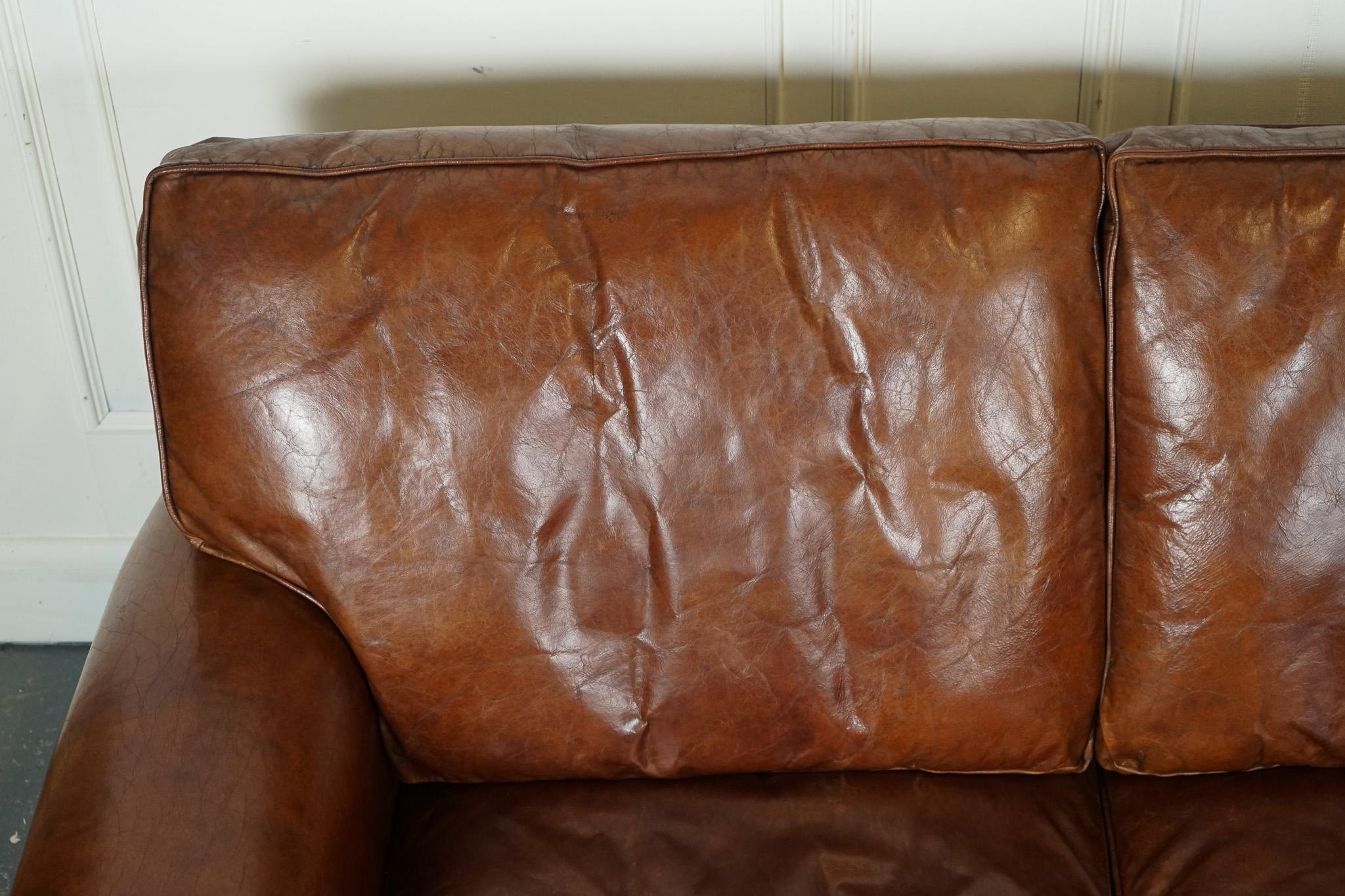 STUNNING TiMOTHY OULTON HALO BALMORAL BROWN LEATHER TWO TO THREE SEATER SOFA 5