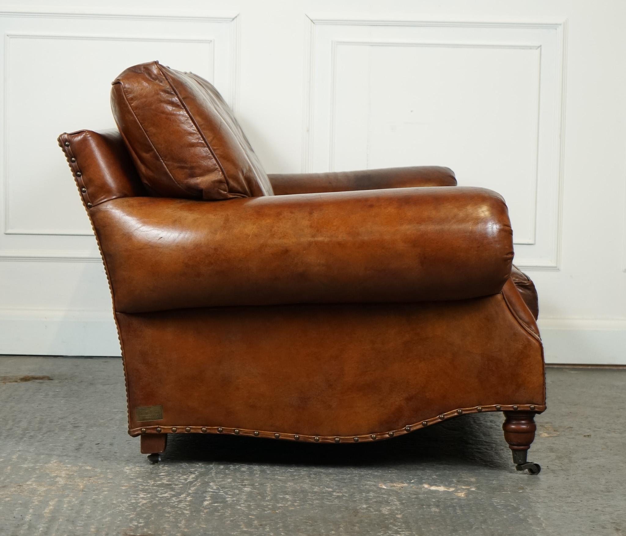 STUNNING TiMOTHY OULTON HALO BALMORAL BROWN LEATHER TWO TO THREE SEATER SOFA 7