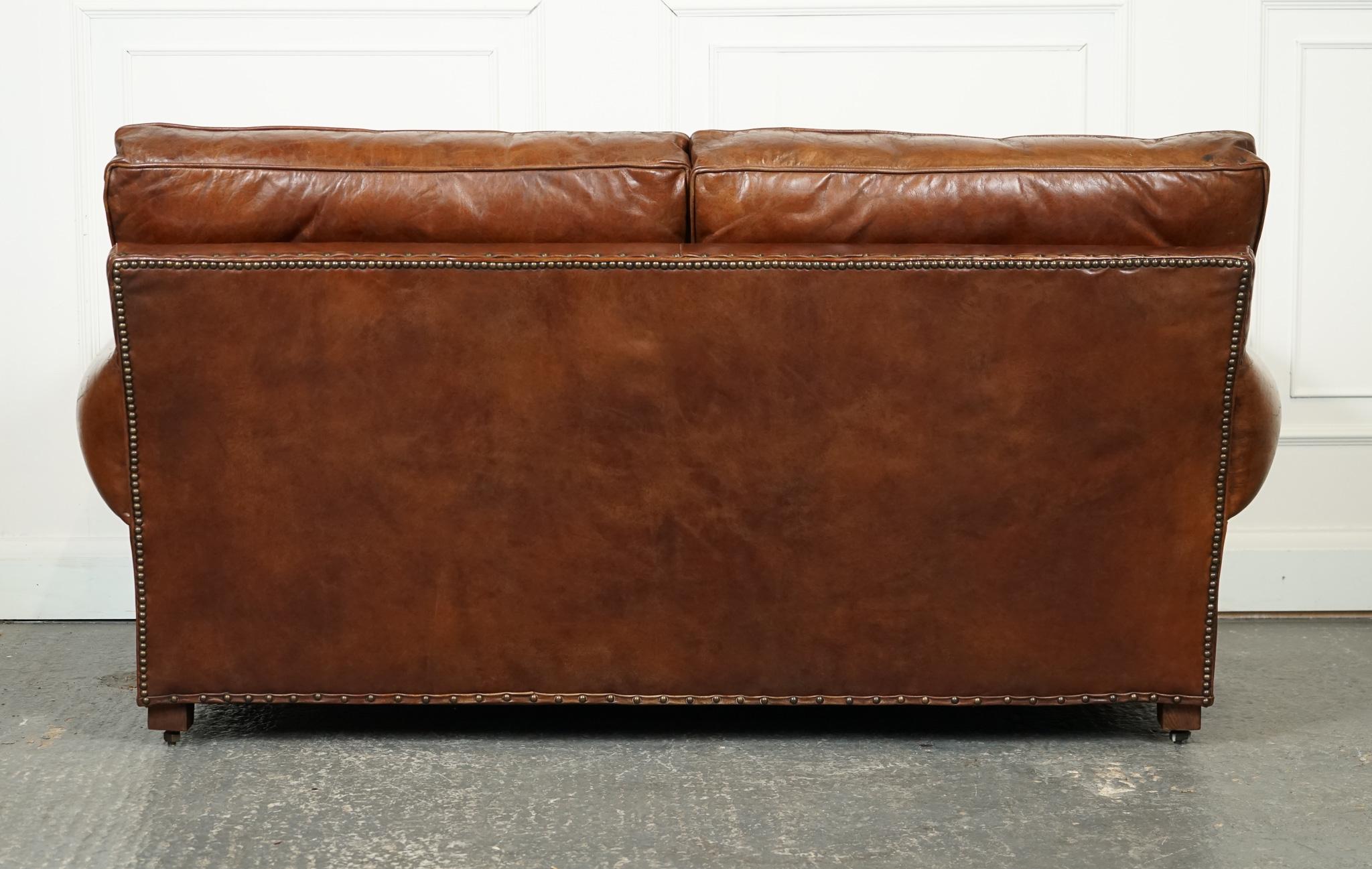 STUNNING TiMOTHY OULTON HALO BALMORAL BROWN LEATHER TWO TO THREE SEATER SOFA 9