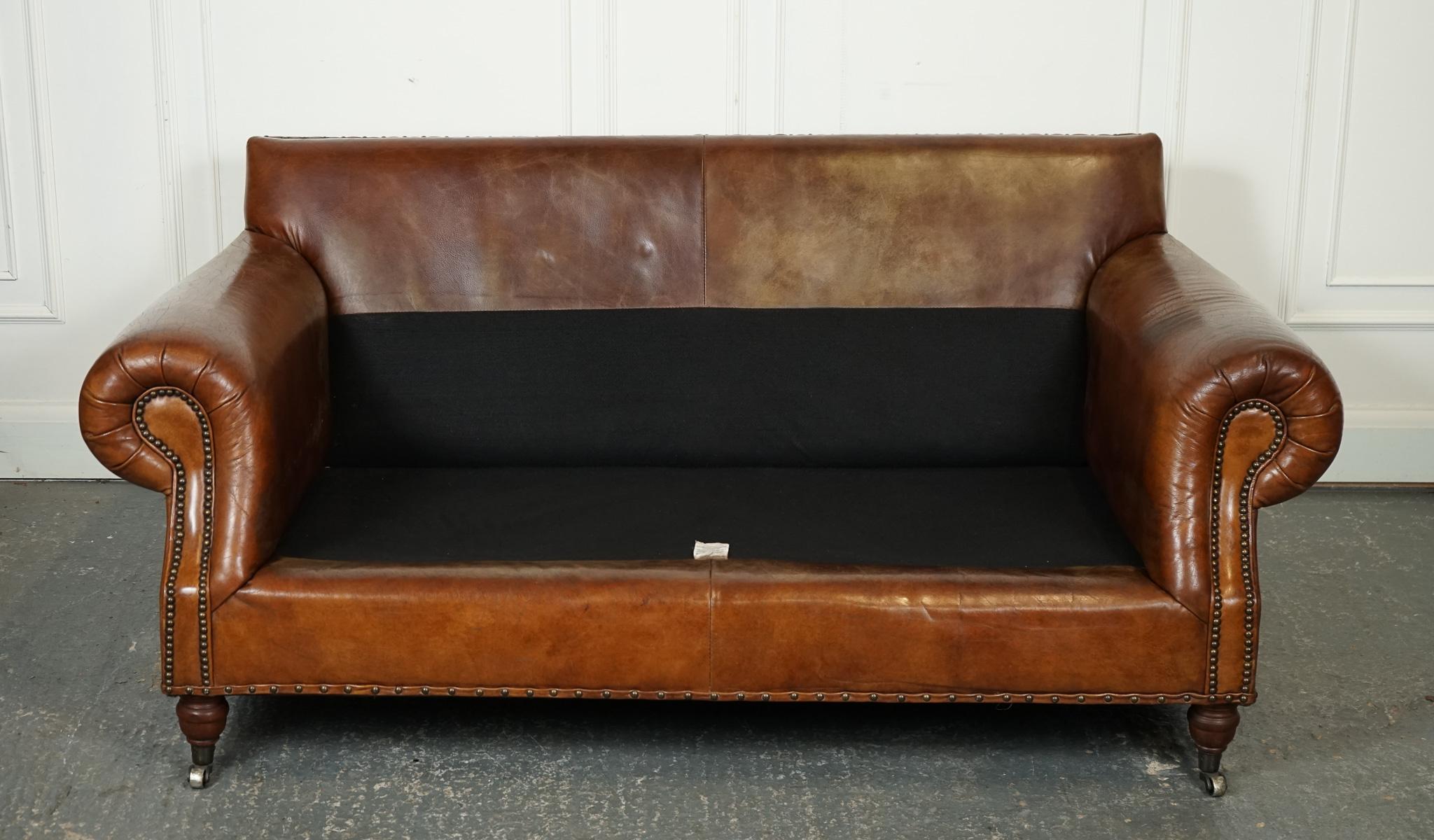 STUNNING TiMOTHY OULTON HALO BALMORAL BROWN LEATHER TWO TO THREE SEATER SOFA 11