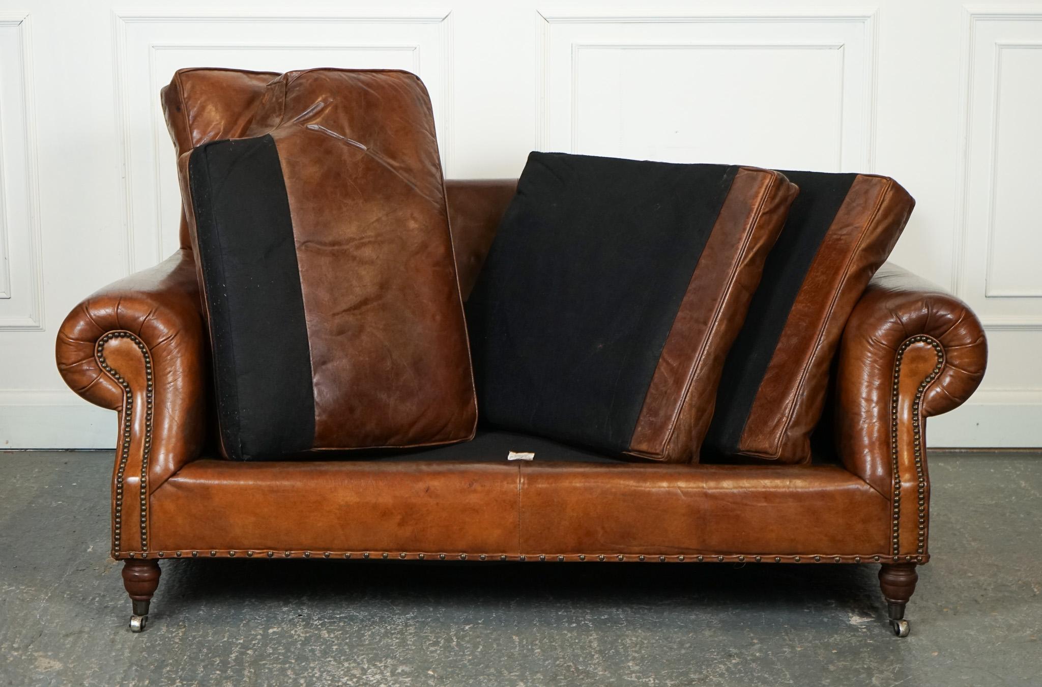STUNNING TiMOTHY OULTON HALO BALMORAL BROWN LEATHER TWO TO THREE SEATER SOFA 12