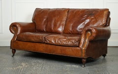 STUNNING TiMOTHY OULTON HALO BALMORAL BROWN LEATHER TWO TO THREE SEATER SOFA