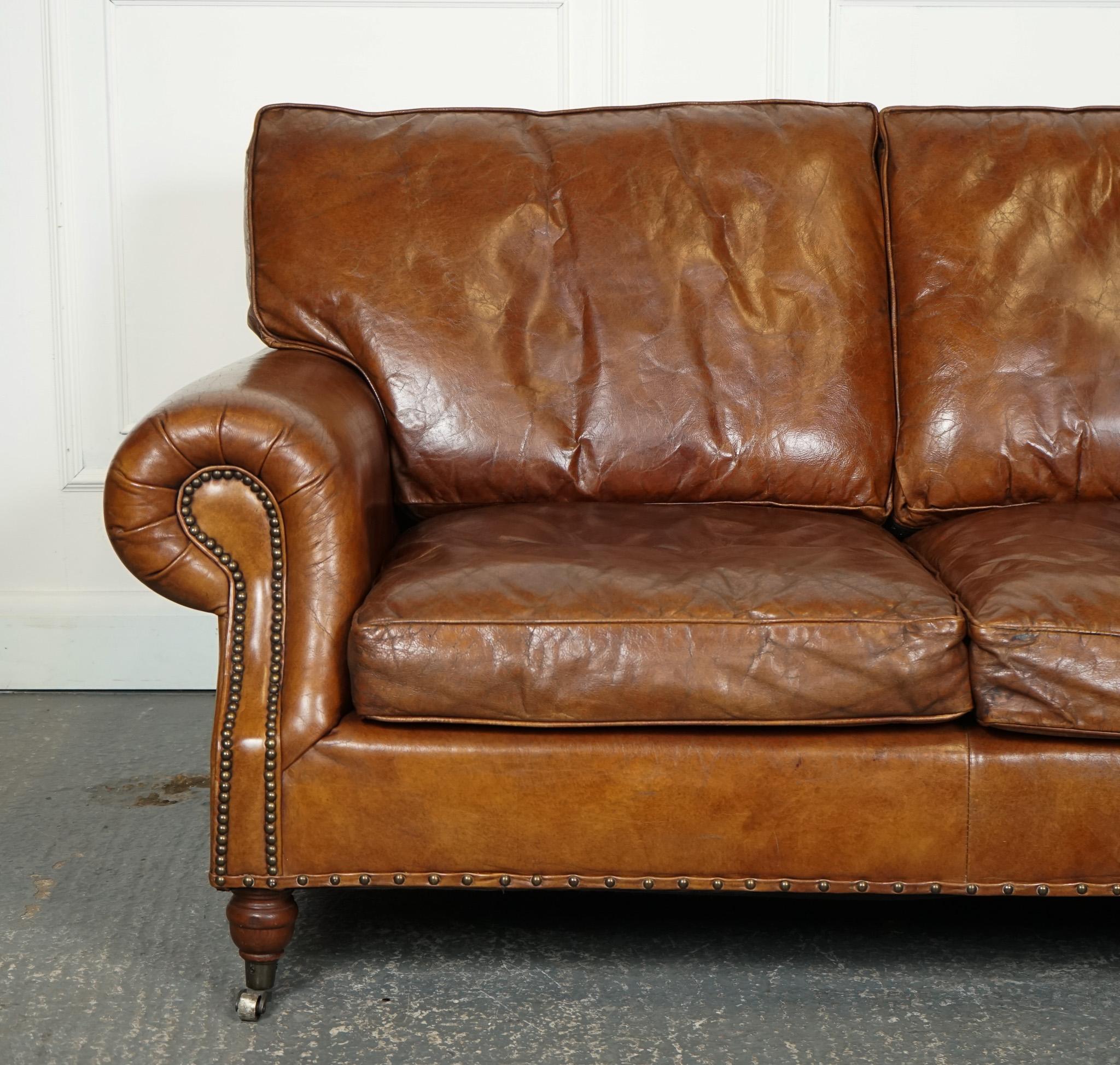 Hand-Crafted STUNNING TiMOTHY OULTON HALO BALMORAL BROWN LEATHER TWO TO THREE SEATER SOFA