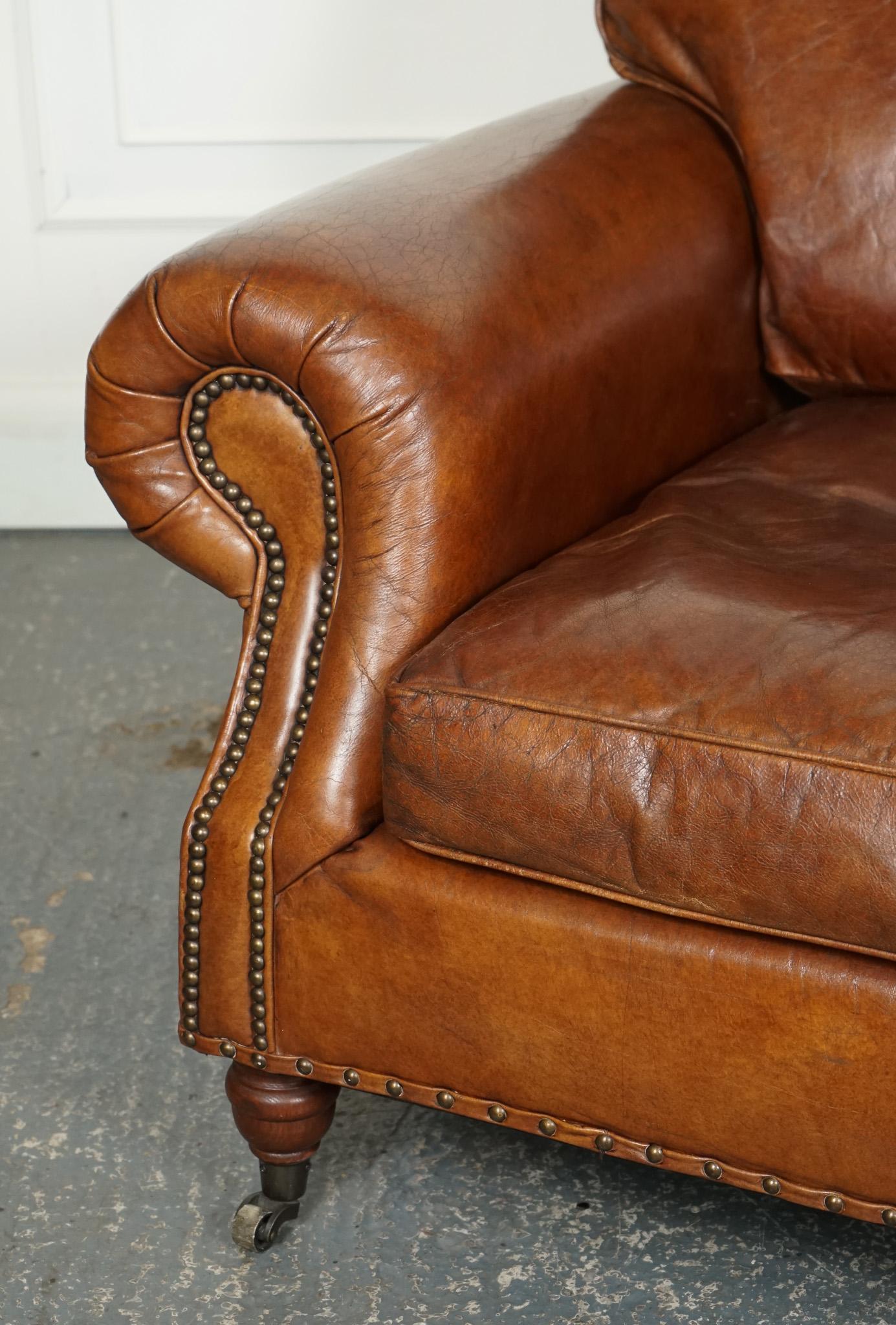 20th Century STUNNING TiMOTHY OULTON HALO BALMORAL BROWN LEATHER TWO TO THREE SEATER SOFA