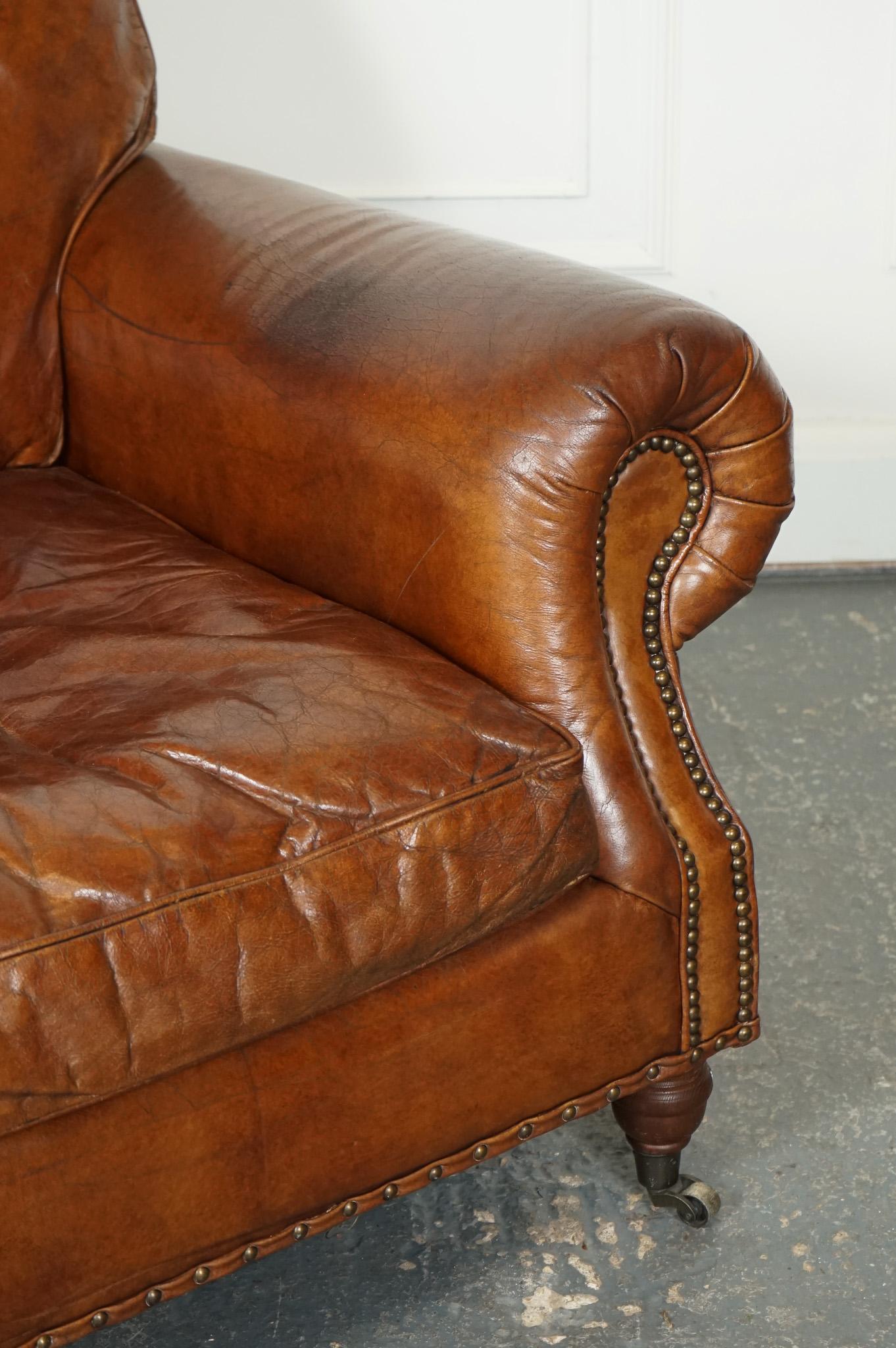 Leather STUNNING TiMOTHY OULTON HALO BALMORAL BROWN LEATHER TWO TO THREE SEATER SOFA