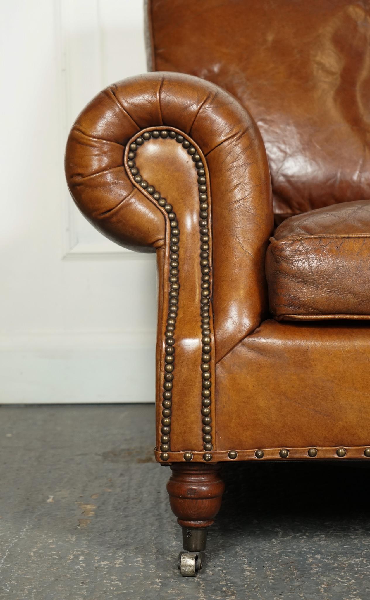 STUNNING TiMOTHY OULTON HALO BALMORAL BROWN LEATHER TWO TO THREE SEATER SOFA 1