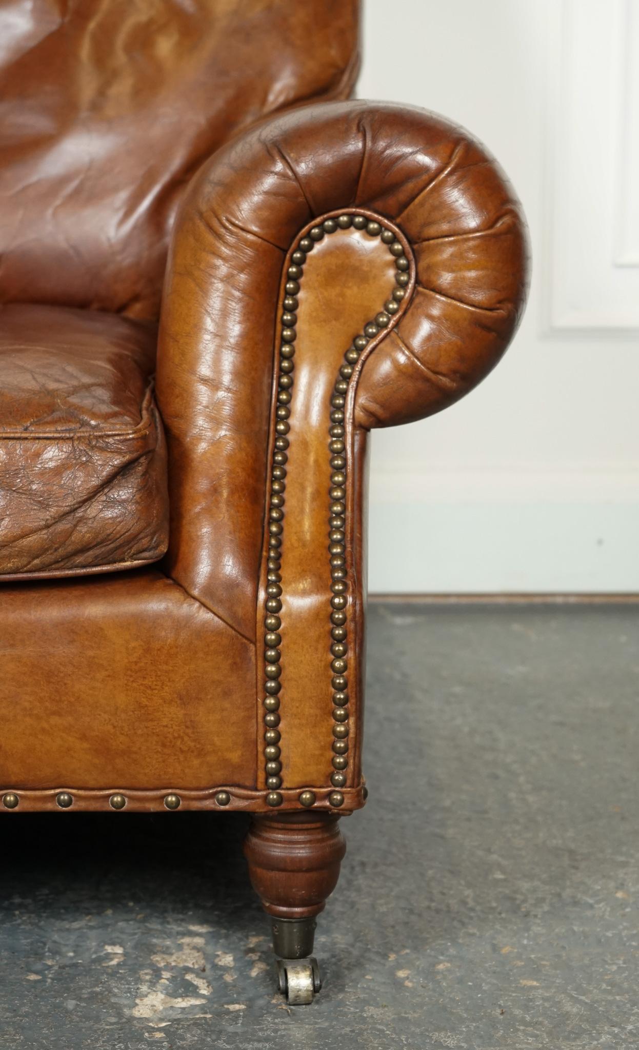 STUNNING TiMOTHY OULTON HALO BALMORAL BROWN LEATHER TWO TO THREE SEATER SOFA 2