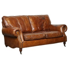 STUNNING TiMOTHY OULTON HALO BALMORAL BROWN LEATHER TWO TO THREE SEATER SOFA