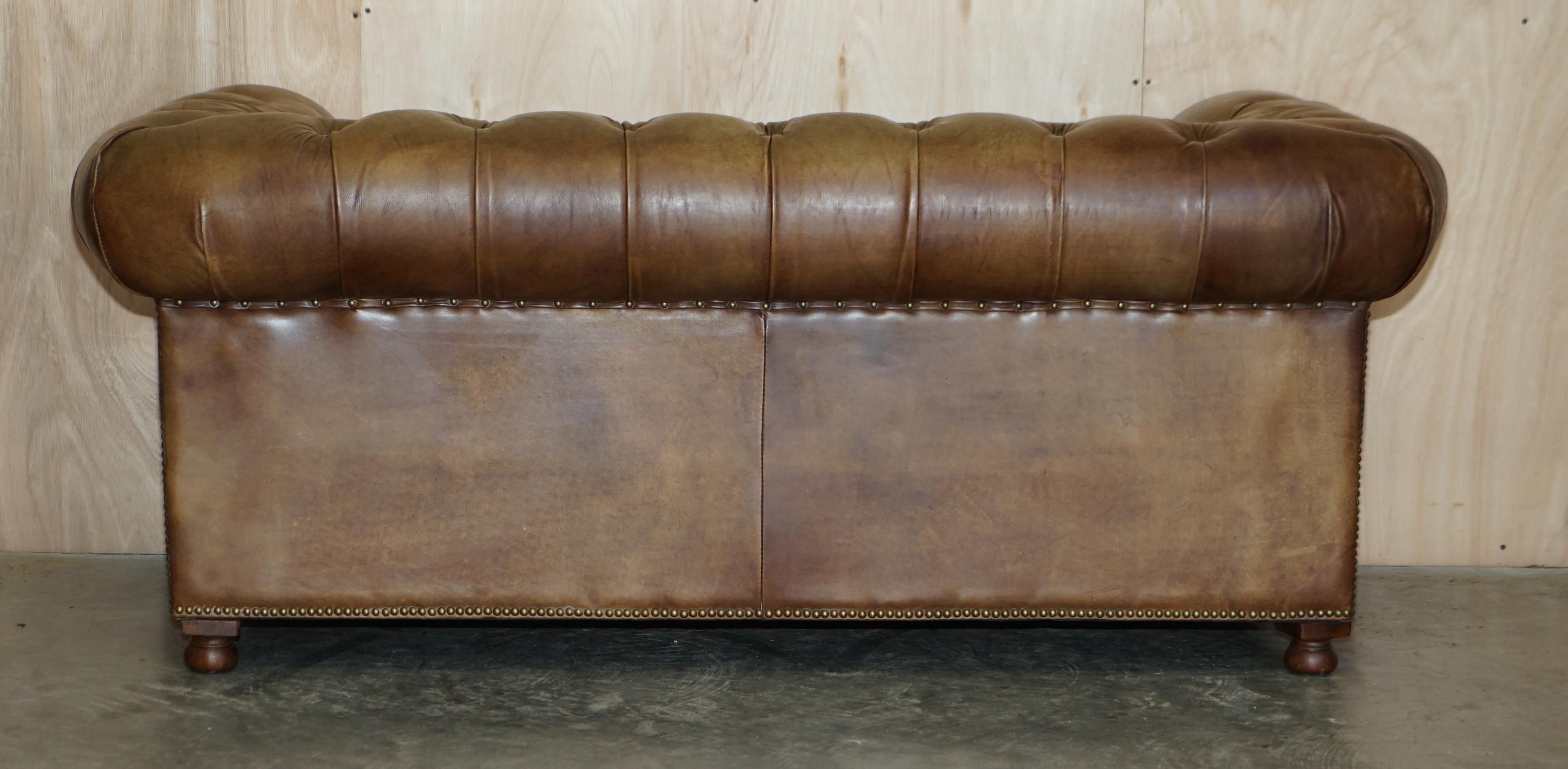 STUNNING TIMOTHY OULTON HALO WESTMiNSTER BROWN LEATHER CHESTERFIELD TUFTED SOFA 1
